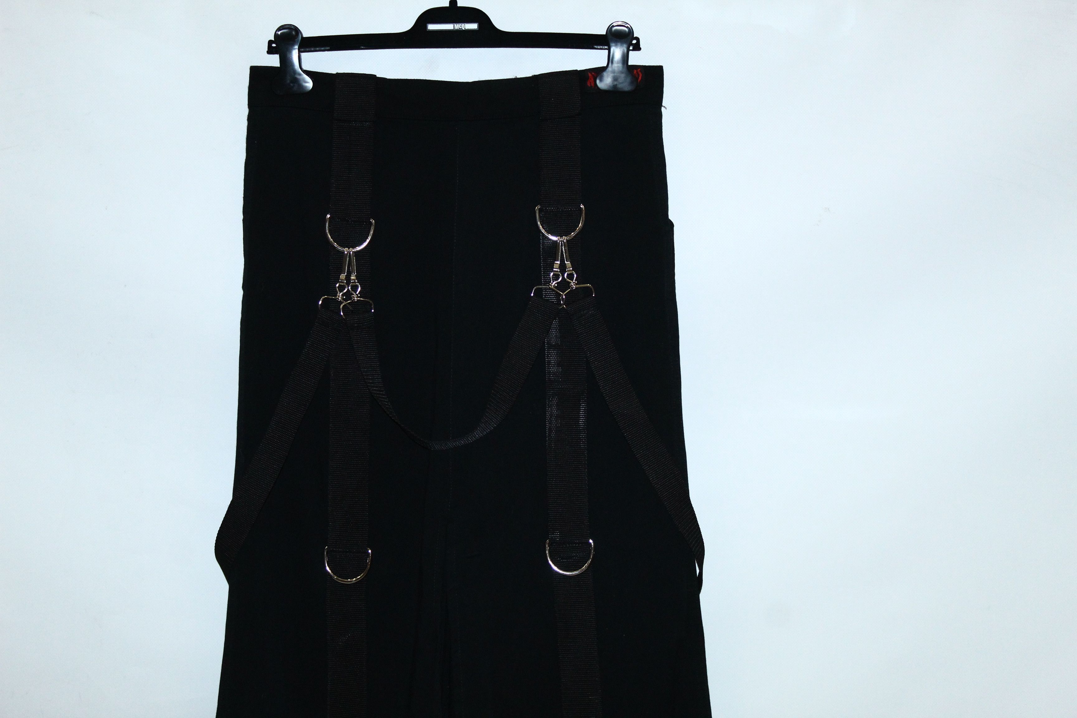 Beauty Beast 💥💥💥 Vtg Aderlass Goth Brand Bondage Stretch Denim Kilt Size US 32 / EU 48 - 3 Thumbnail