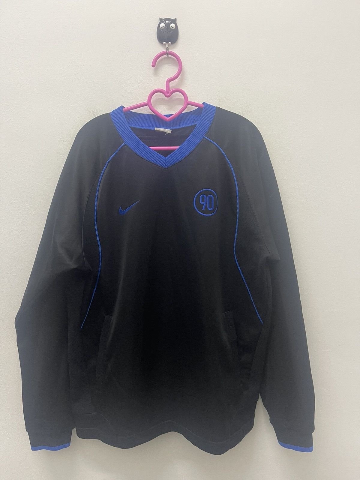image of Nike Total 90 Football Soccer Training Sweater in Black/Blue, Men's (Size Medium)