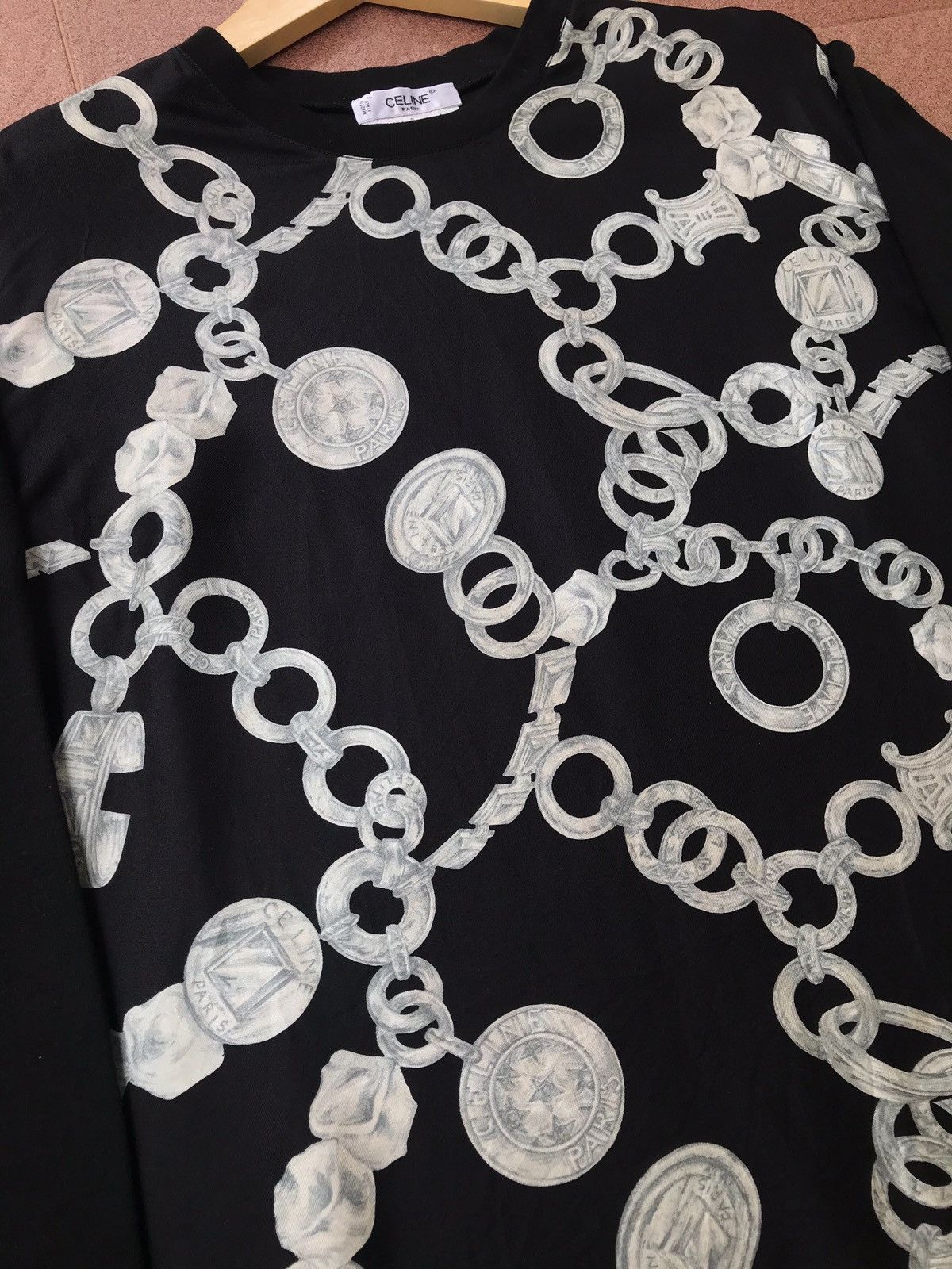 Celine Celine Silk Long Sleeve Silver Chain Shirt Size US XS / EU 42 / 0 - 4 Thumbnail