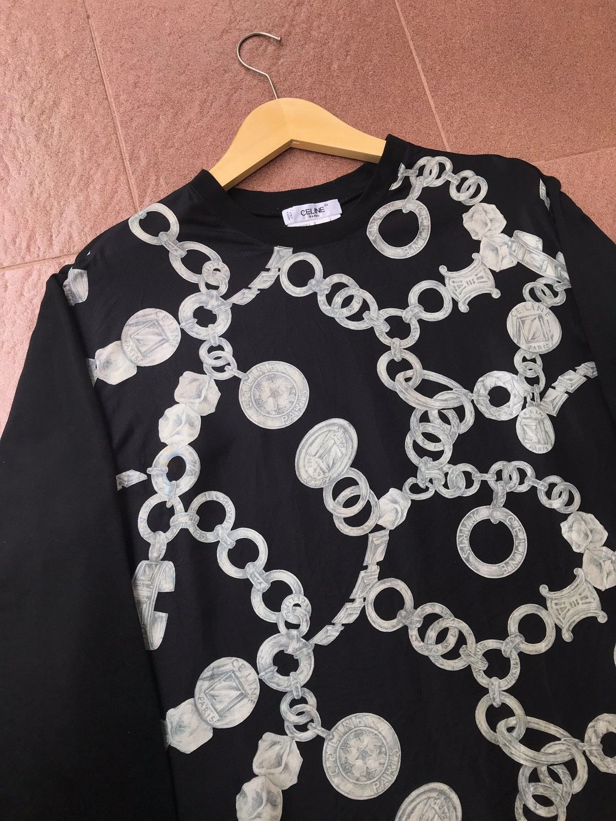 Celine Celine Silk Long Sleeve Silver Chain Shirt Size US XS / EU 42 / 0 - 2 Thumbnail