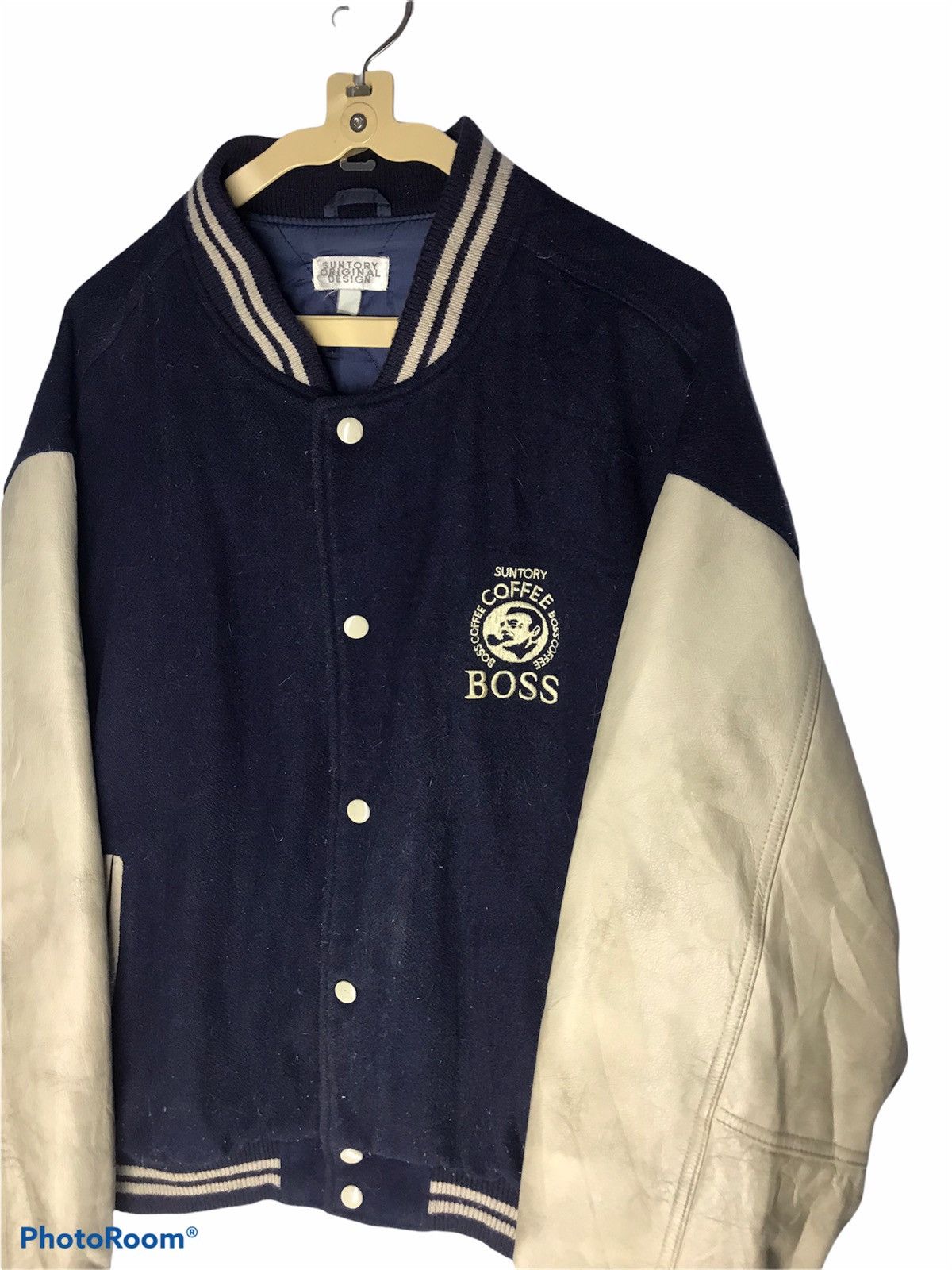 Japanese Brand Suntory coffee boss embroidered logo leather sleeve varsity Size US L / EU 52-54 / 3 - 3 Thumbnail