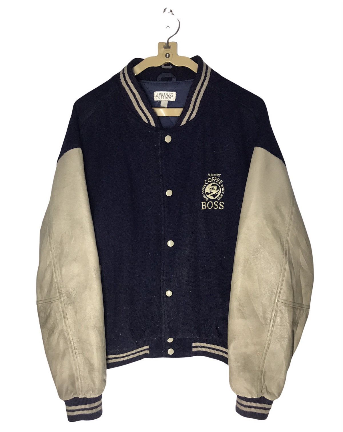 Japanese Brand Suntory coffee boss embroidered logo leather sleeve varsity Size US L / EU 52-54 / 3 - 1 Thumbnail