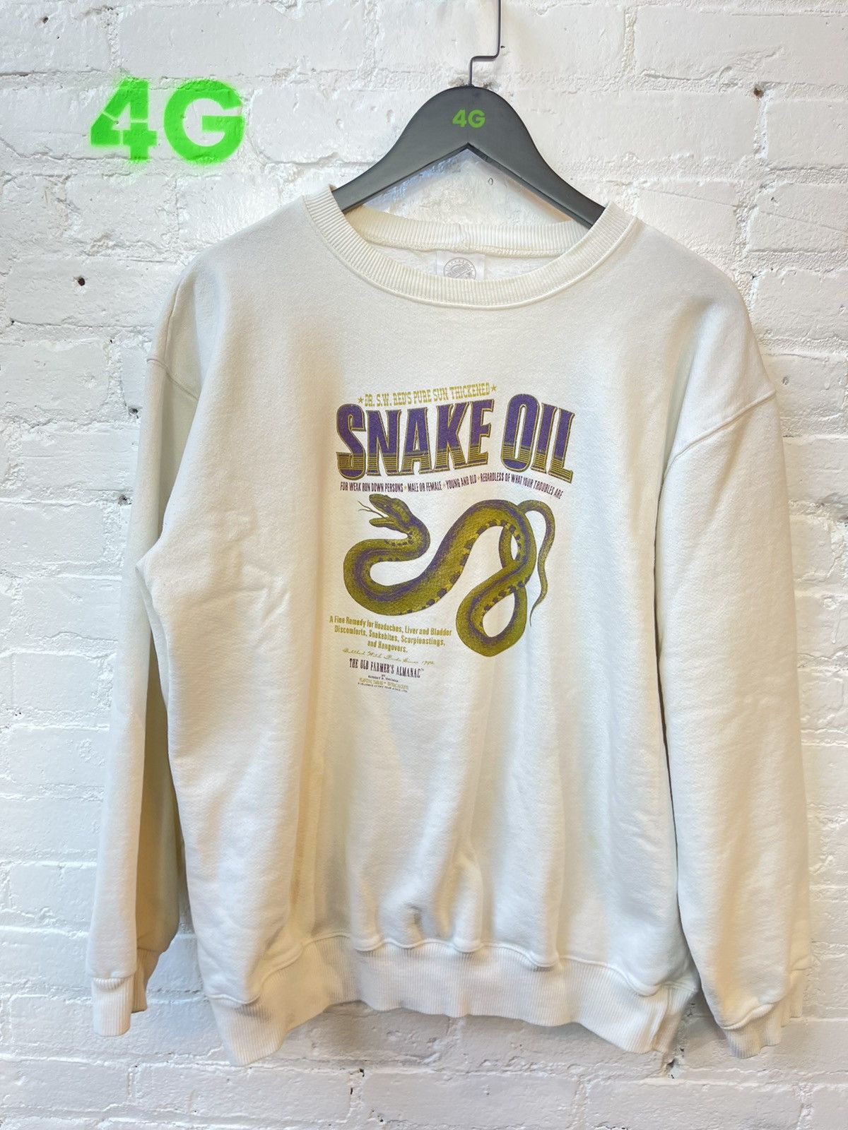 image of Vintage 90's Snake Oil Sweater Pullover Sweatshirt XL in White, Men's