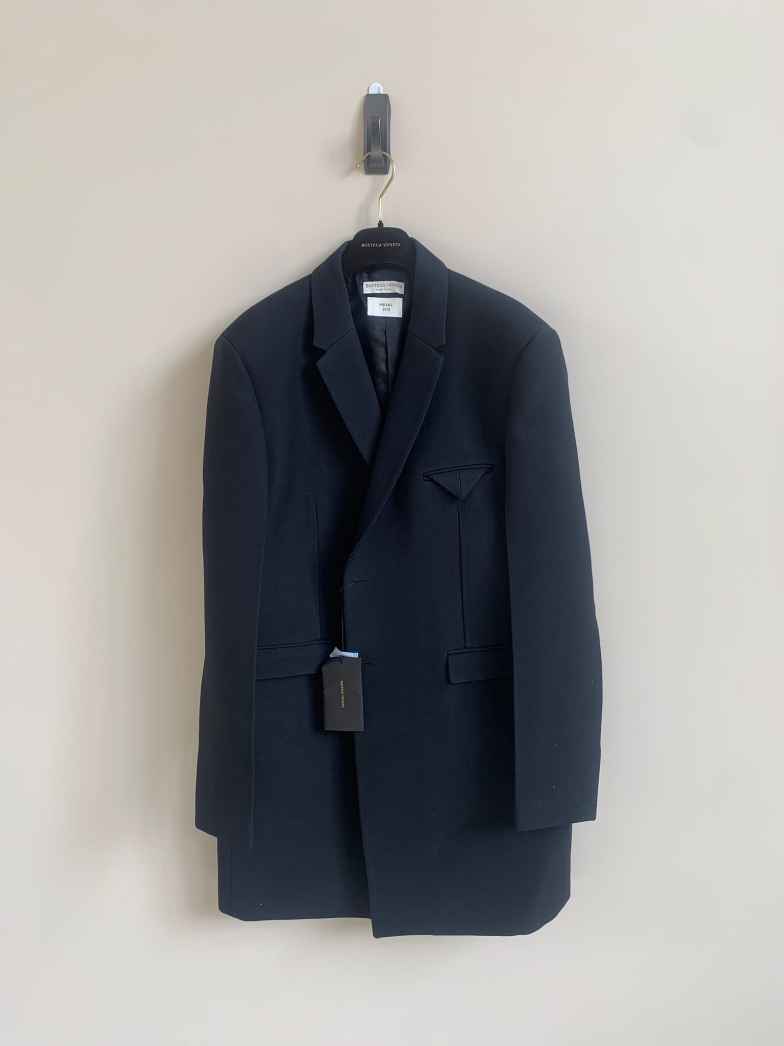 image of Bottega Veneta Compact Dry Wool Coat In Black, Men's (Size Large)