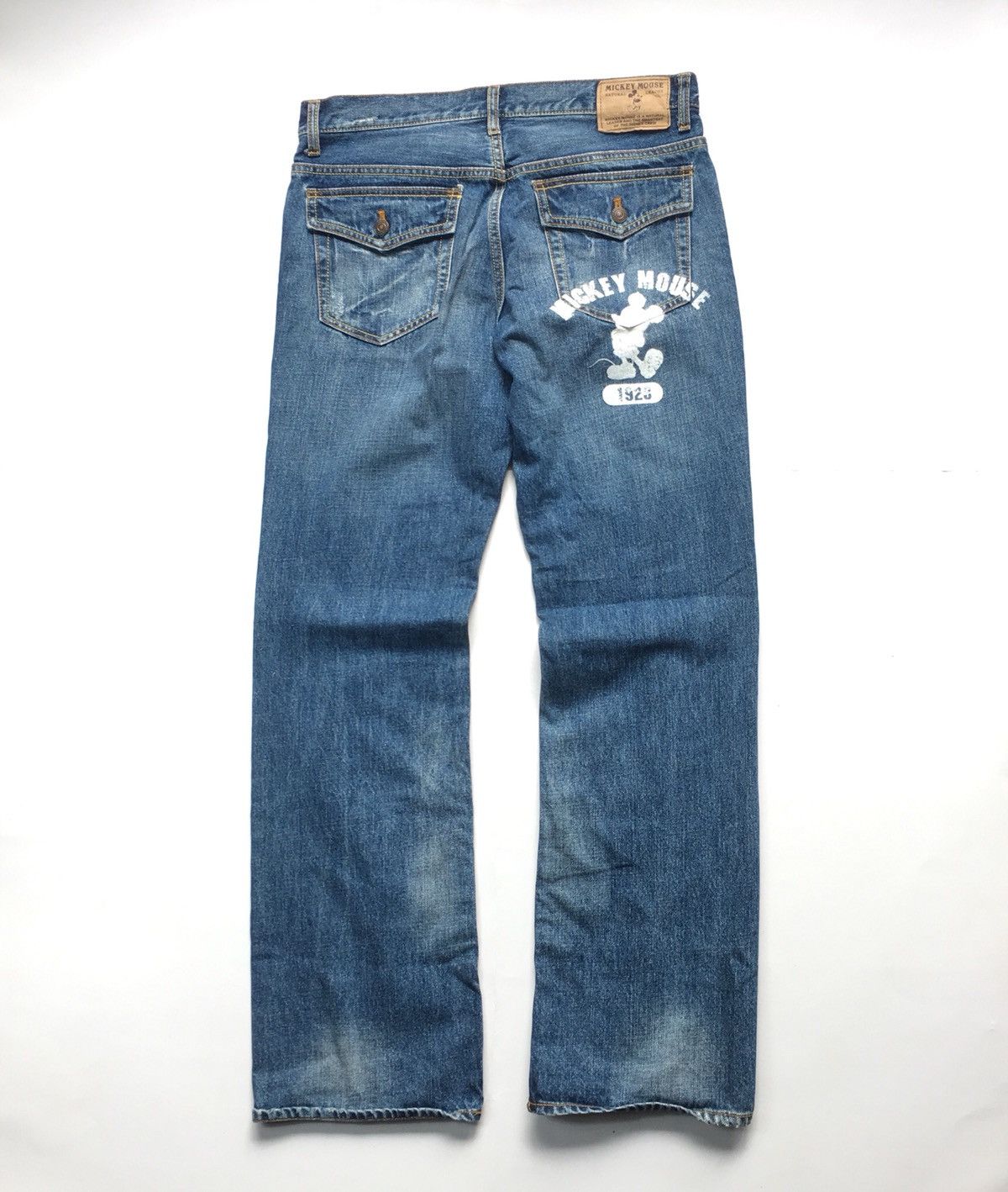 Disney × Mickey Mouse × Vintage Mickey Mouse Distressed Denim Jeans Size US 34 / EU 50 - 2 Thumbnail
