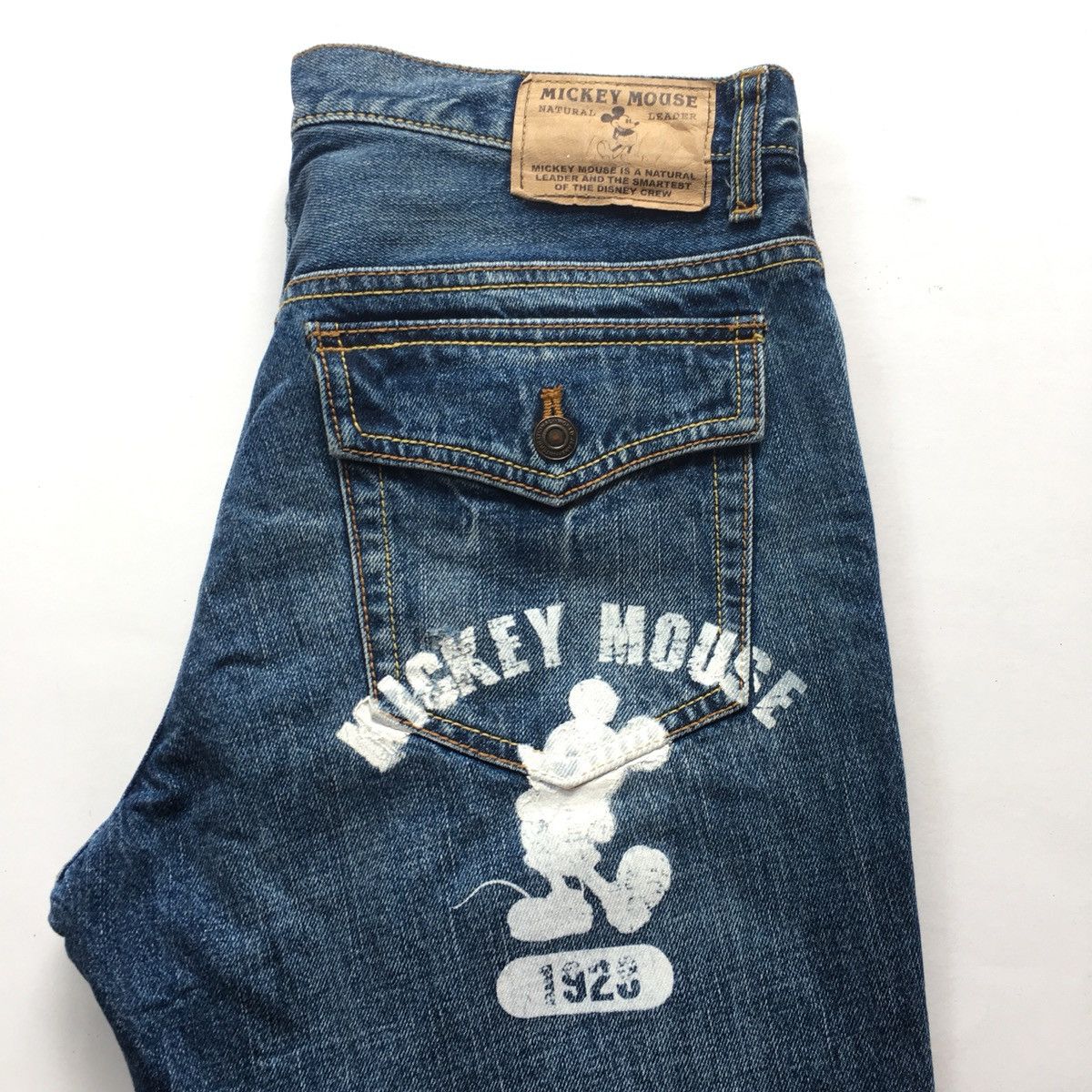Disney × Mickey Mouse × Vintage Mickey Mouse Distressed Denim Jeans Size US 34 / EU 50 - 8 Thumbnail