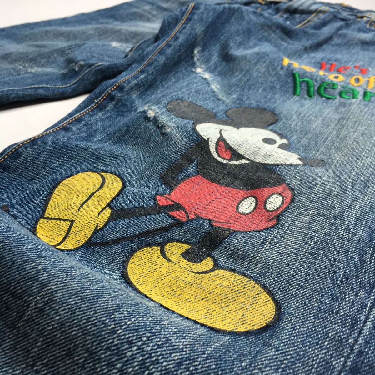 Disney × Mickey Mouse × Vintage Mickey Mouse Distressed Denim Jeans Size US 34 / EU 50 - 5 Thumbnail