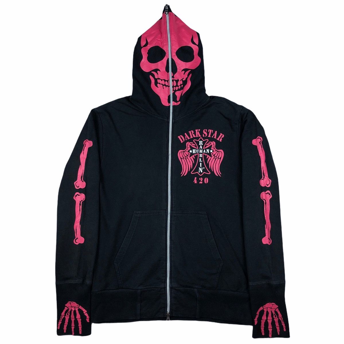 Japanese Brand Dangerous Warning Skull Zip Hoodie Size US S / EU 44-46 / 1 - 1 Thumbnail
