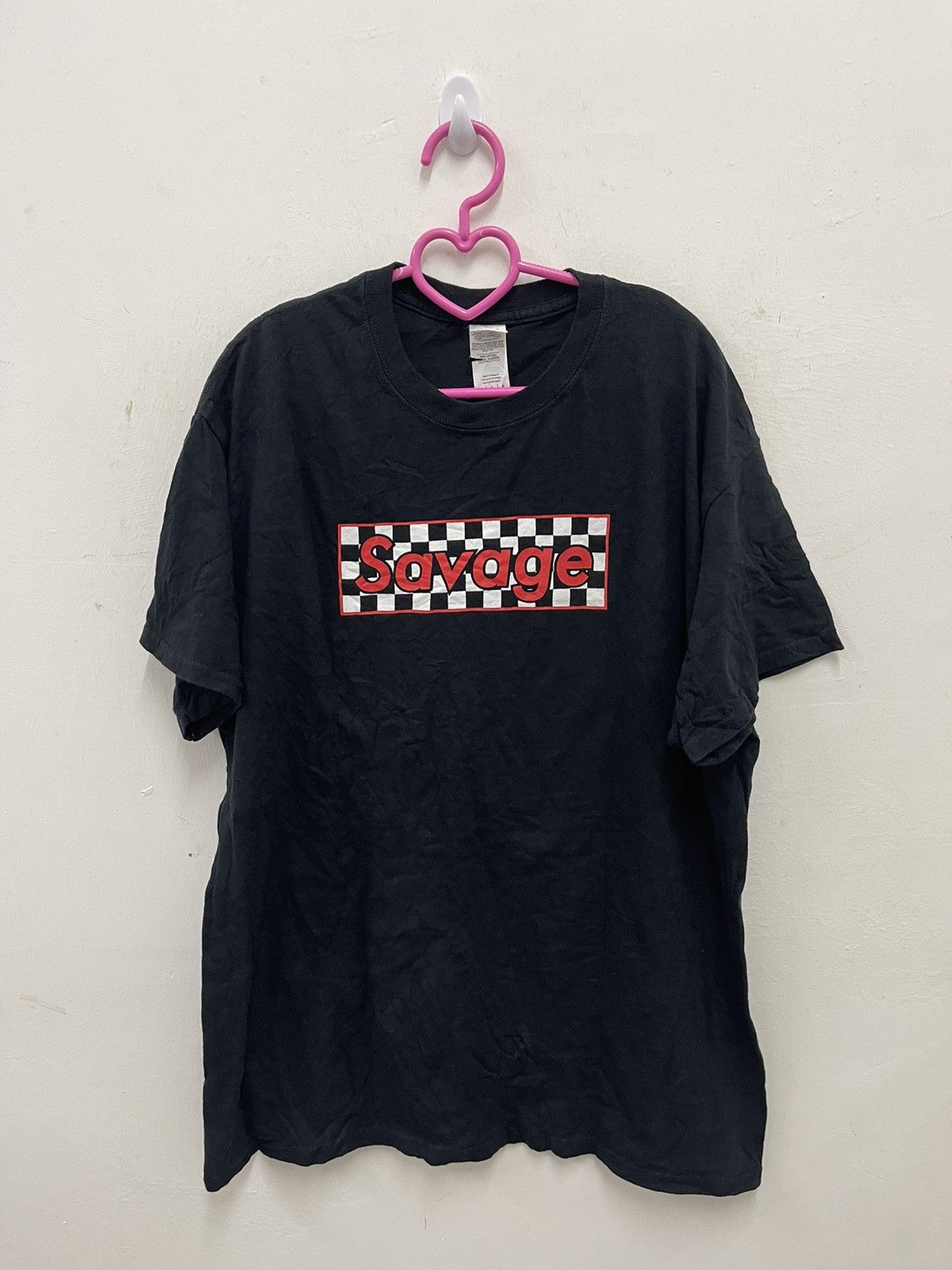 Band Tees Rare Vintage SAVAGE Checkered Box Logo Spell Out Shirt Size US L / EU 52-54 / 3 - 1 Thumbnail