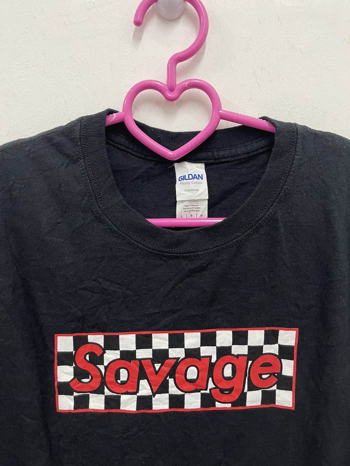 Band Tees Rare Vintage SAVAGE Checkered Box Logo Spell Out Shirt Size US L / EU 52-54 / 3 - 2 Thumbnail