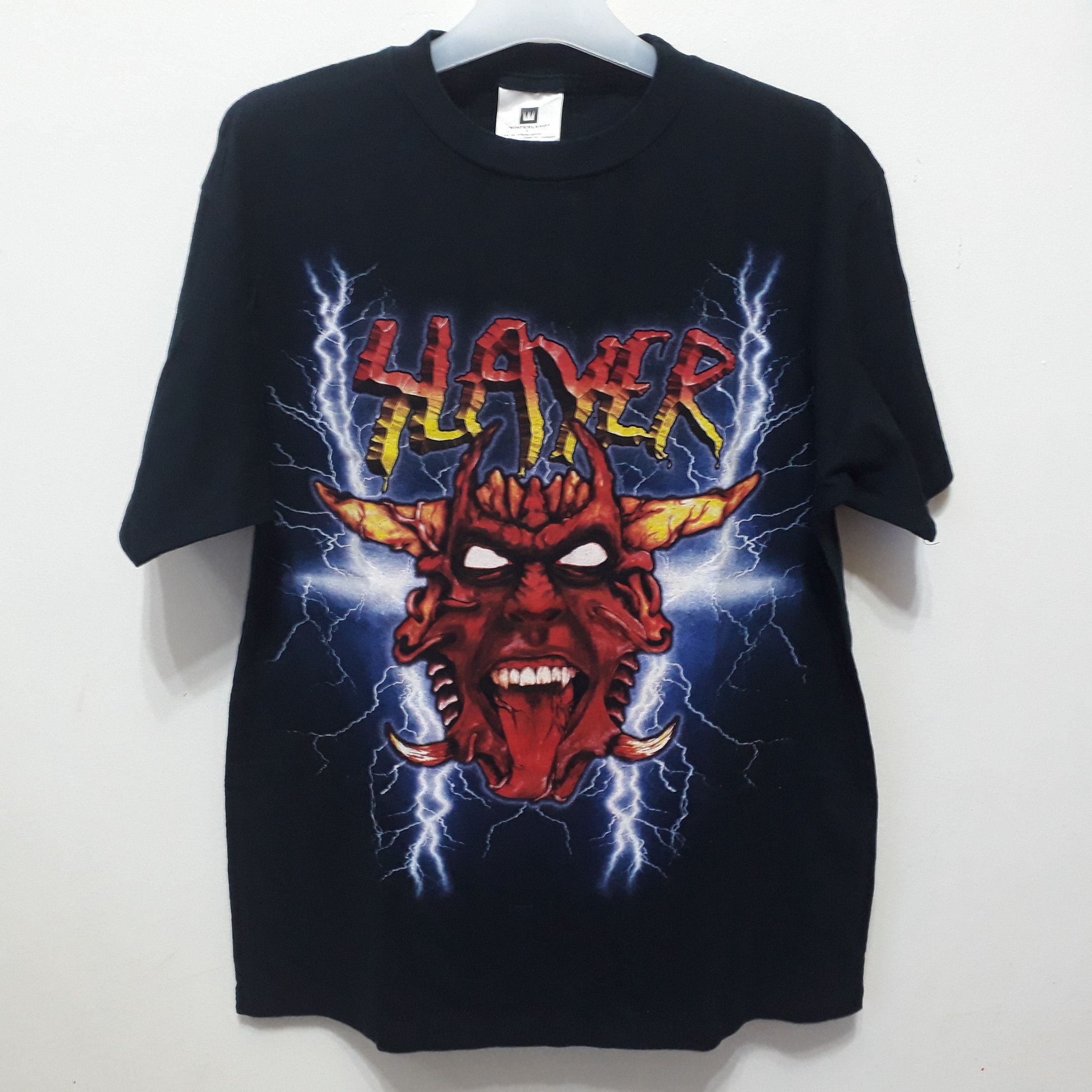 Hanes HANES SLAYER Skull Pattern Band T-shirt, Men's L size cotton black type Vintage Second Hand main image 0