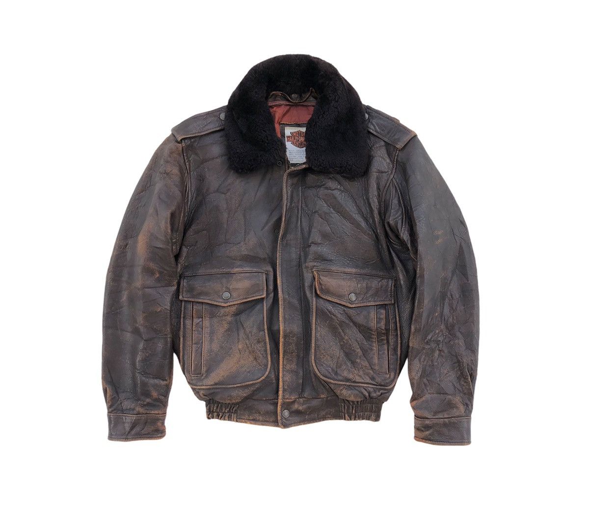 Harley Davidson VTG 80/90s Harley Davidson Leather Bikers Fur Collar Jacket Size US L / EU 52-54 / 3 - 1 Thumbnail