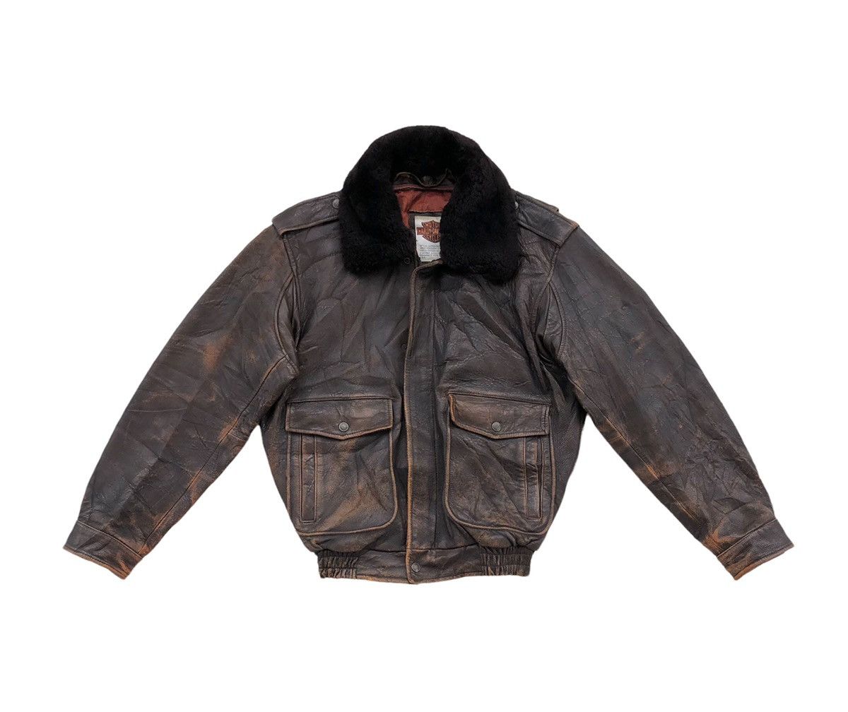 Harley Davidson VTG 80/90s Harley Davidson Leather Bikers Fur Collar Jacket Size US L / EU 52-54 / 3 - 3 Thumbnail