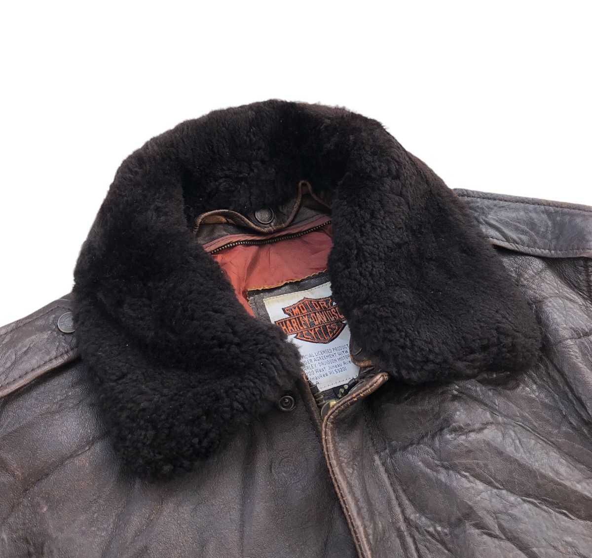 Harley Davidson VTG 80/90s Harley Davidson Leather Bikers Fur Collar Jacket Size US L / EU 52-54 / 3 - 6 Thumbnail