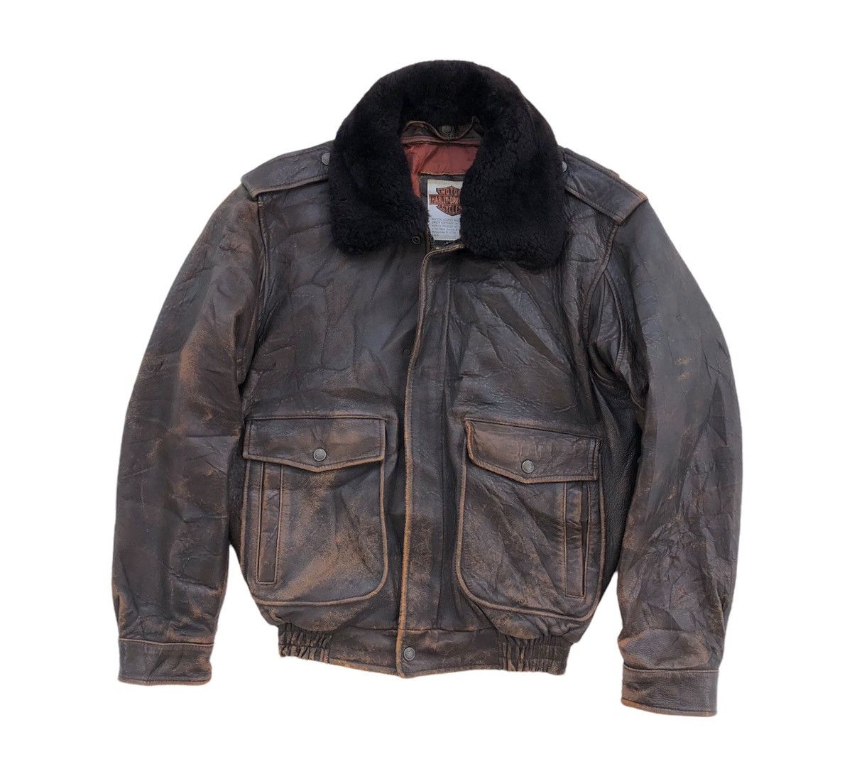 Harley Davidson VTG 80/90s Harley Davidson Leather Bikers Fur Collar Jacket Size US L / EU 52-54 / 3 - 2 Thumbnail