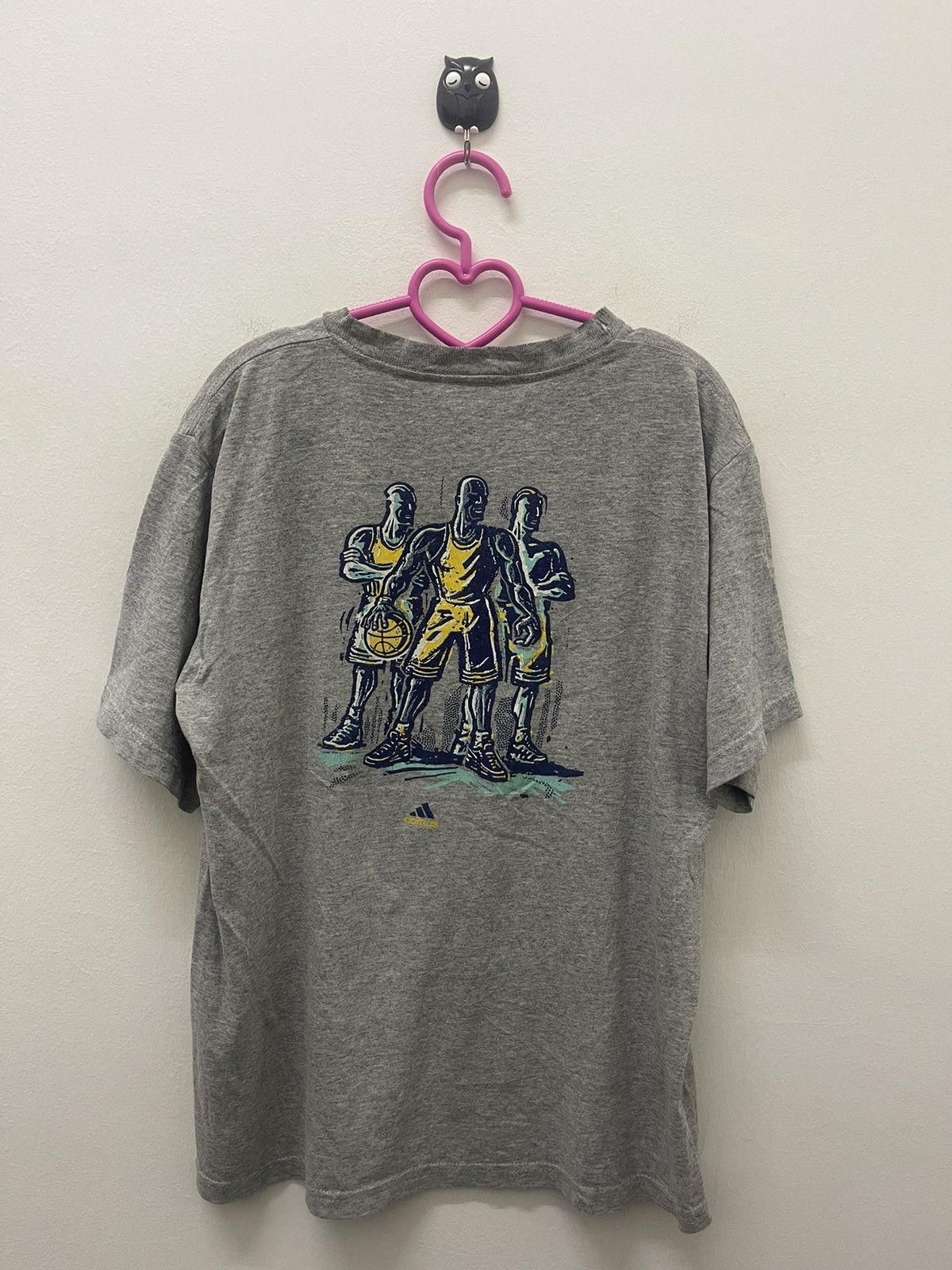 image of Vintage Adidas Basketball Tee in Grey, Men's (Size Small)