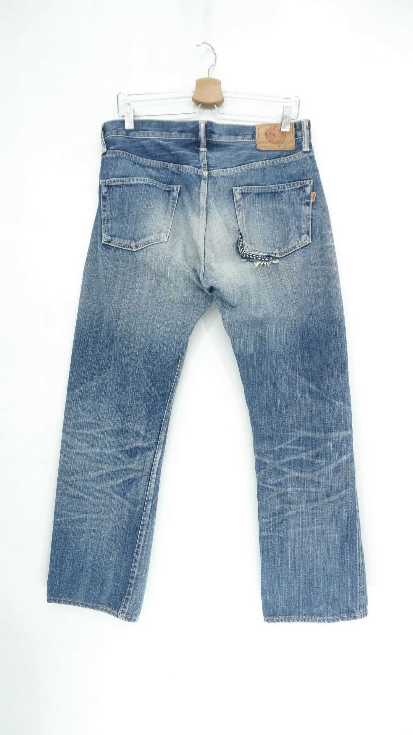 Image of Dope Vintage Omnigod Japan Orange Tab Denim Jeans in Denim Blue, Men's (Size 31)