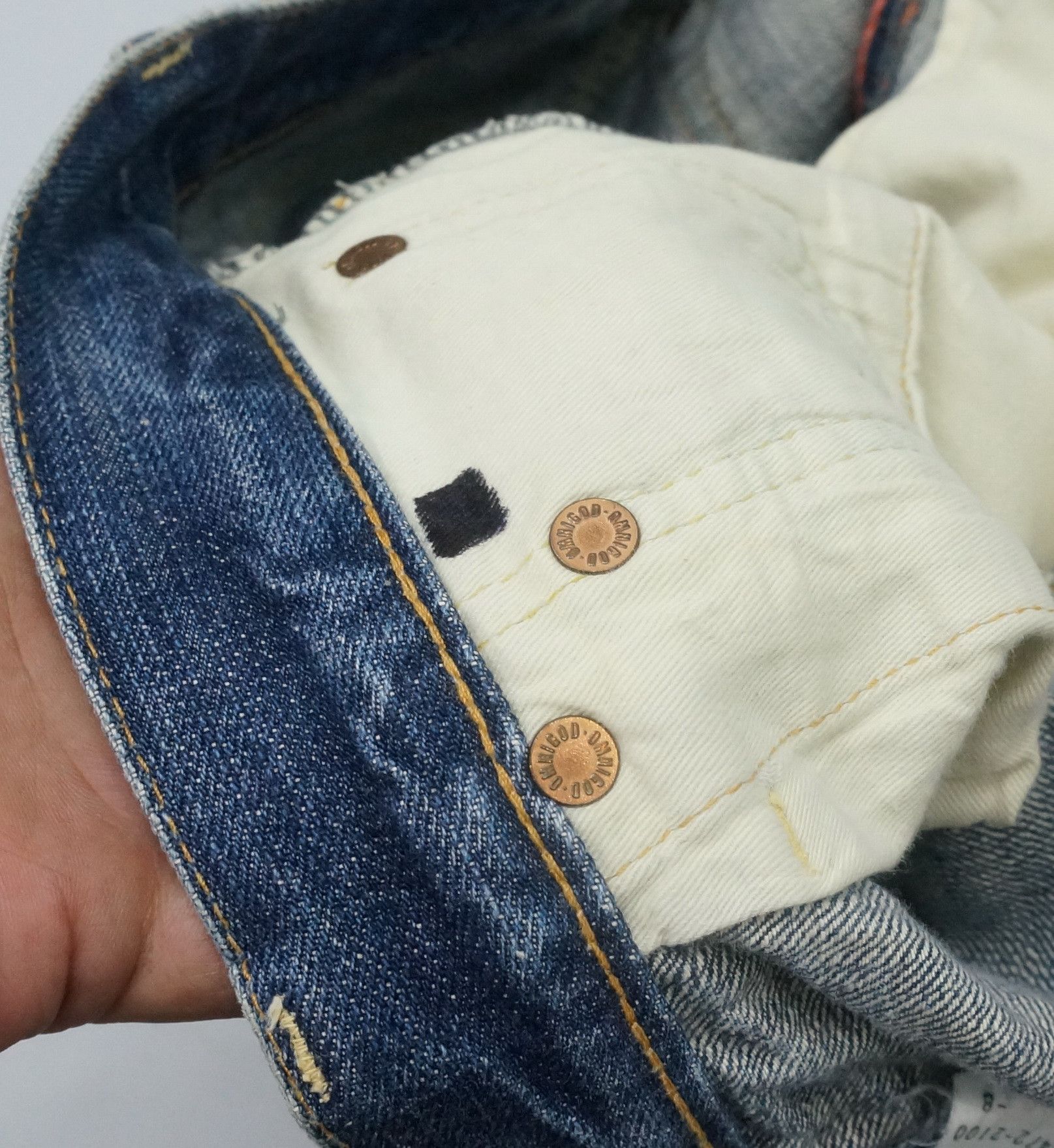 Japanese Brand Dope Vintage OMNIGOD Japan Orange Tab Denim Jeans Size US 31 - 17 Thumbnail