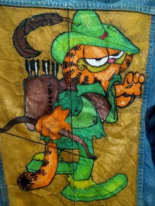 Pepsi VINTAGE PEPSI WITH CUSTOM PAINTED"GARFIELD" DENIM JACKET Size US S / EU 44-46 / 1 - 2 Thumbnail