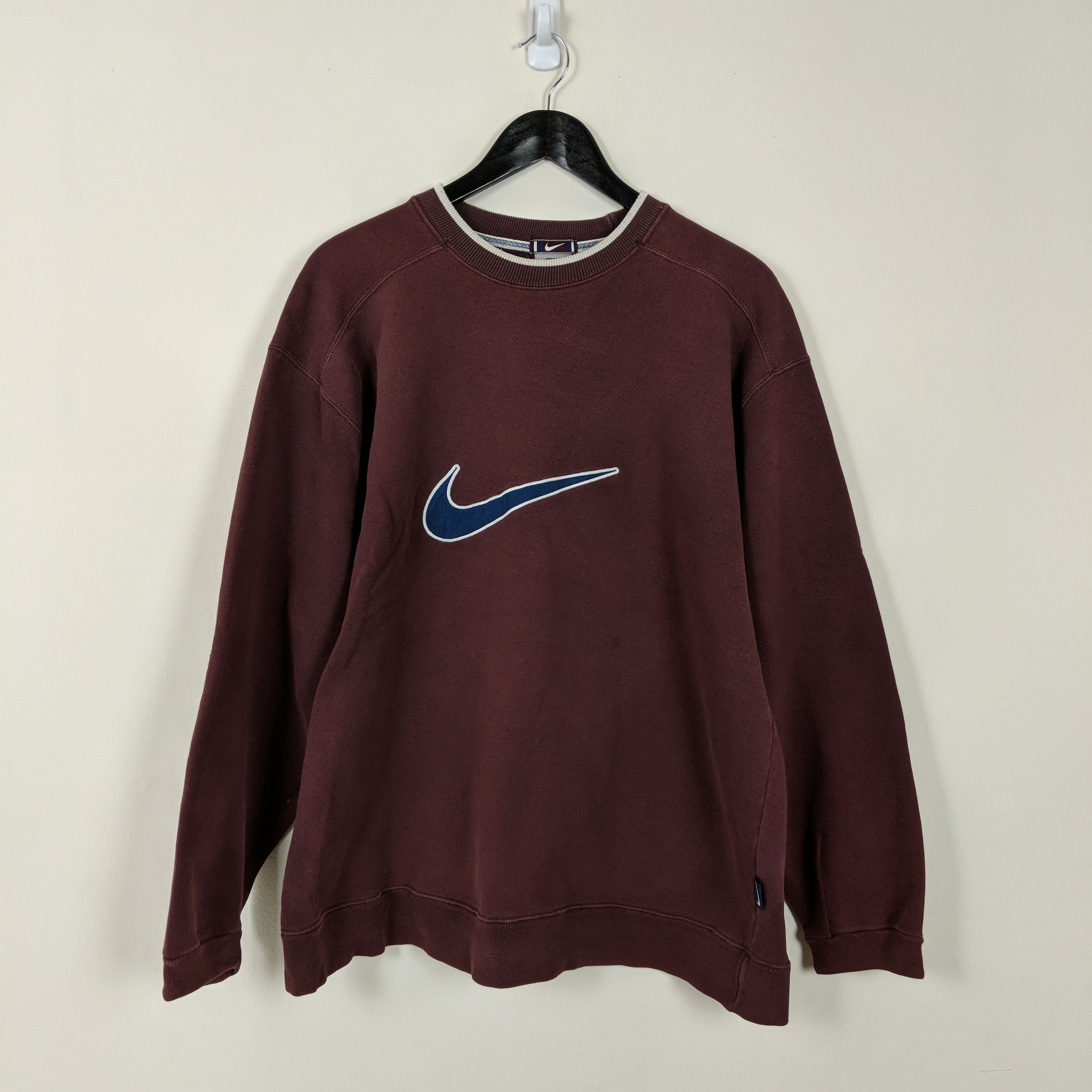 Nike Vintage 90s Nike Center Big Swoosh Embroidered Sweatshirt Size US M / EU 48-50 / 2 - 1 Thumbnail