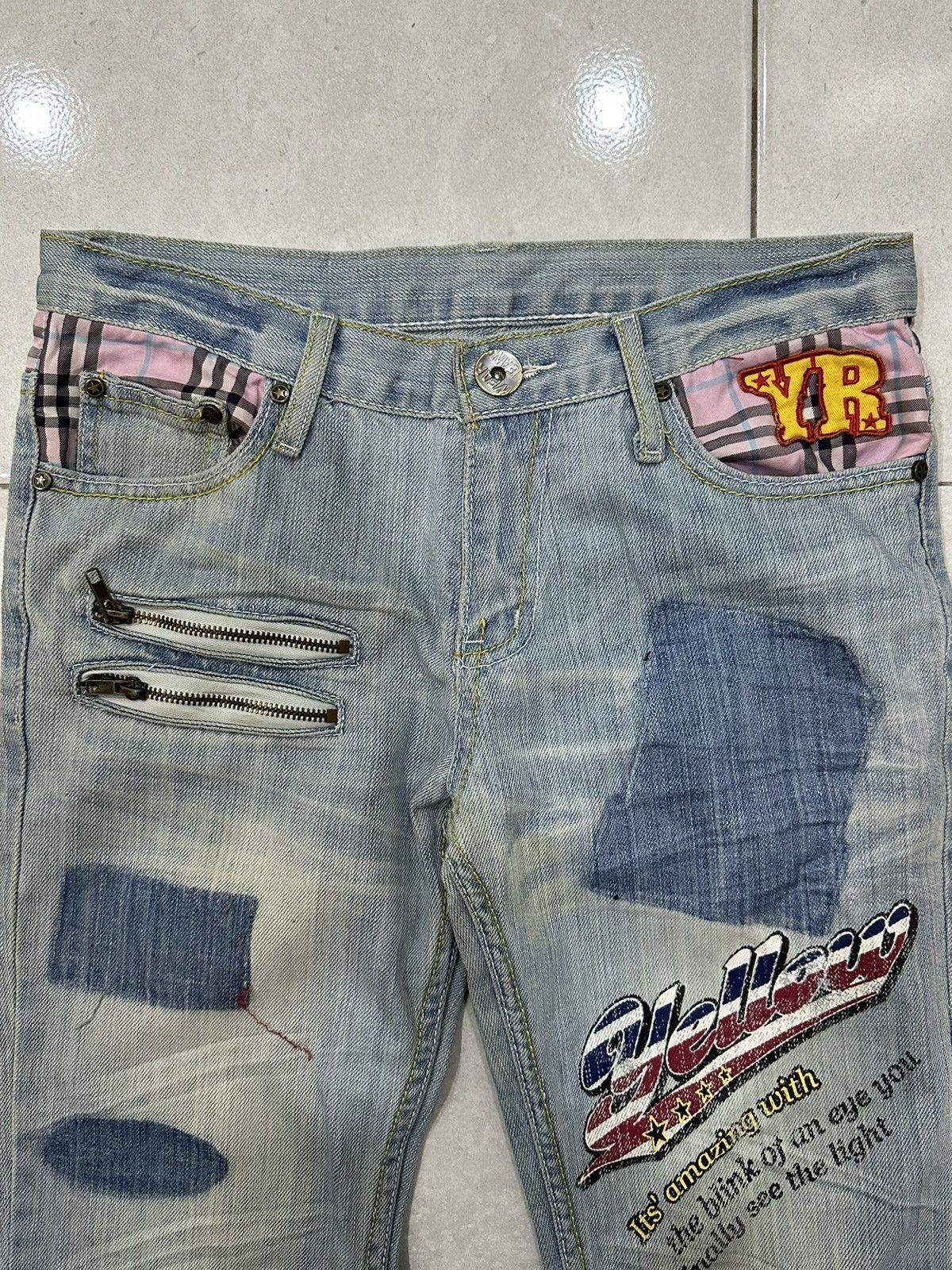 Japanese Brand Yellow Ranking Rusty Distressed Jeans Flare Size 32" / US 10 / IT 46 - 3 Thumbnail