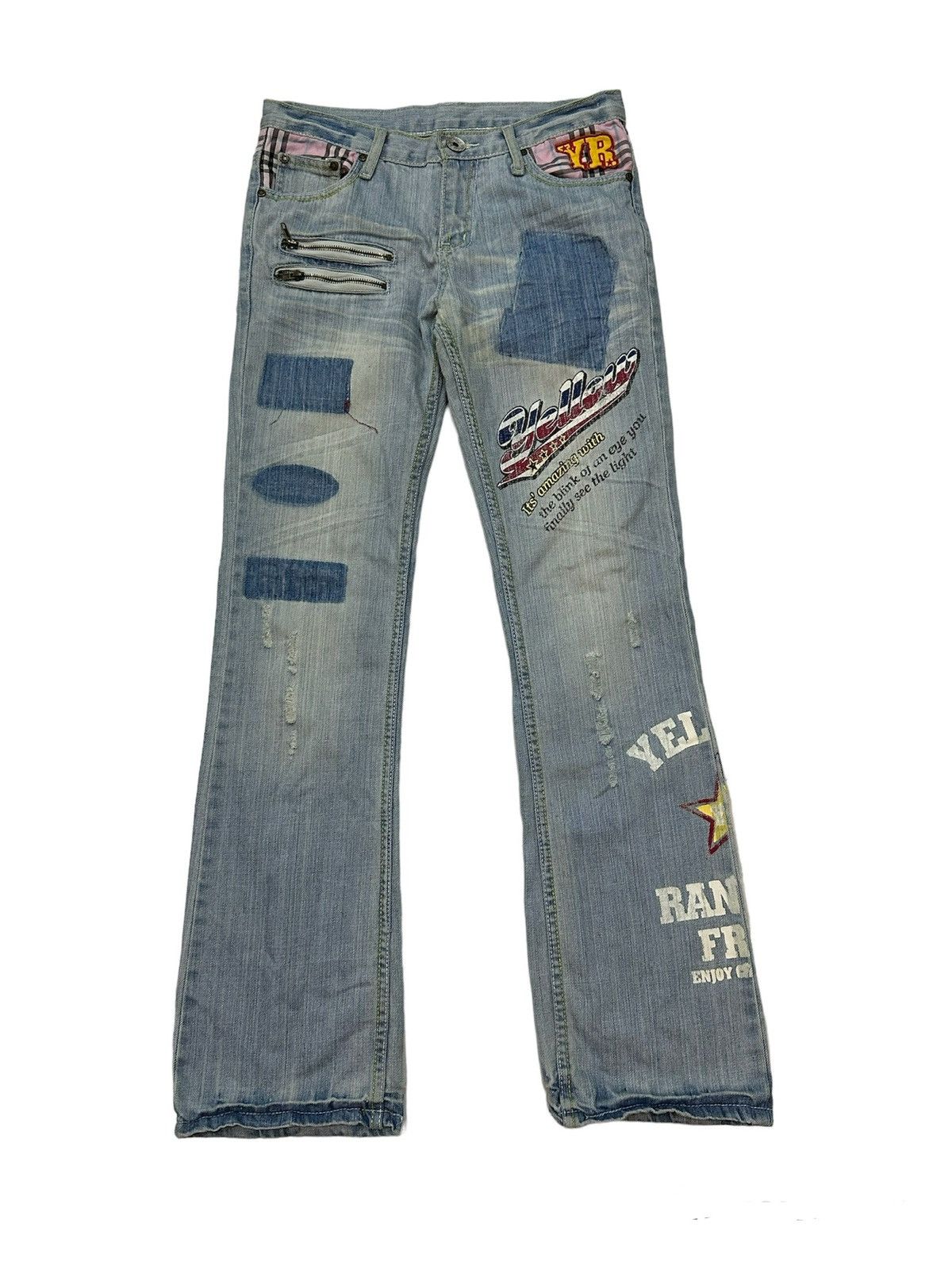 Japanese Brand Yellow Ranking Rusty Distressed Jeans Flare Size 32" / US 10 / IT 46 - 1 Thumbnail