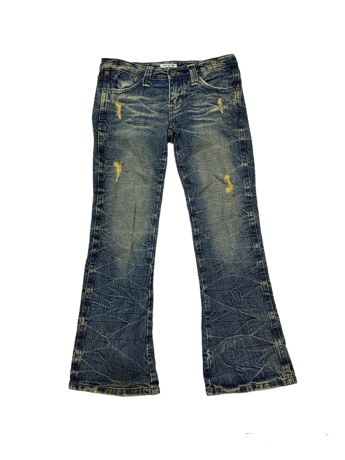 If Six Was Nine Clef De Sol Distressed Rusty Flare Denim Size 32" / US 10 / IT 46 - 1 Thumbnail