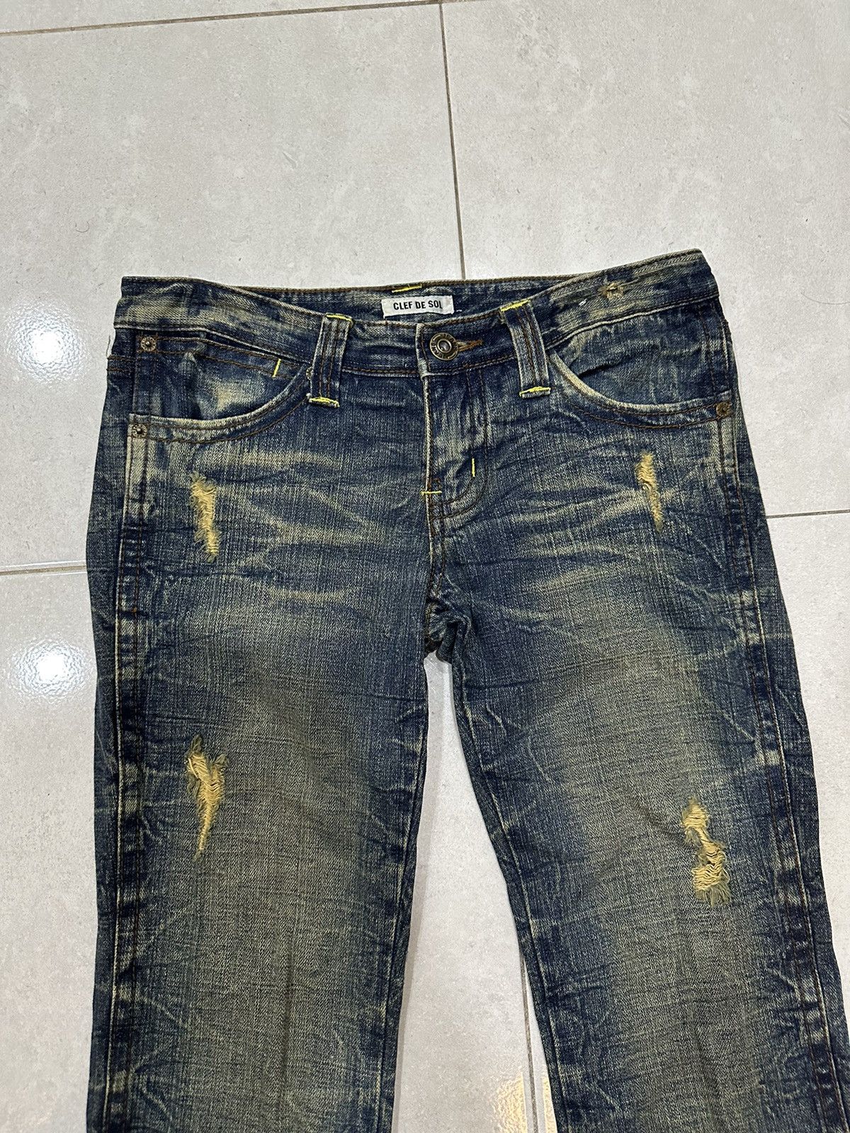 If Six Was Nine Clef De Sol Distressed Rusty Flare Denim Size 32" / US 10 / IT 46 - 2 Thumbnail