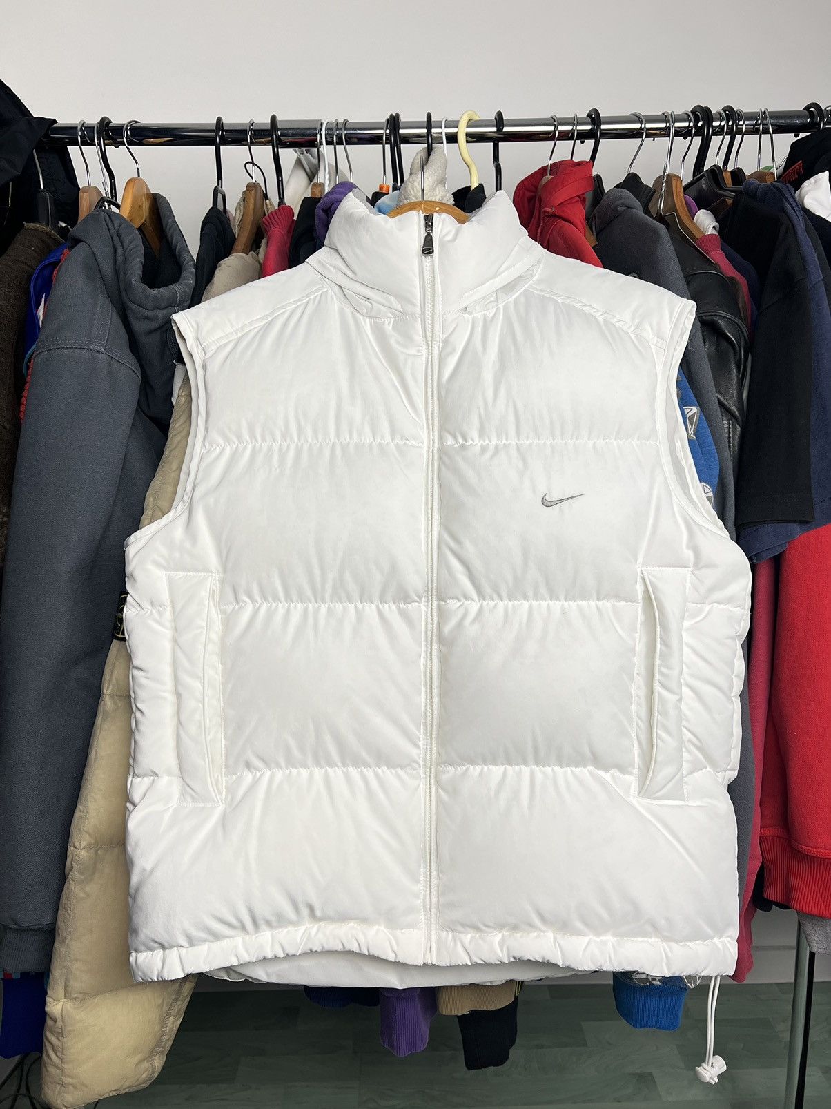 image of Y2K Vintage Nike Puffer Vest in White, Men's (Size Small)