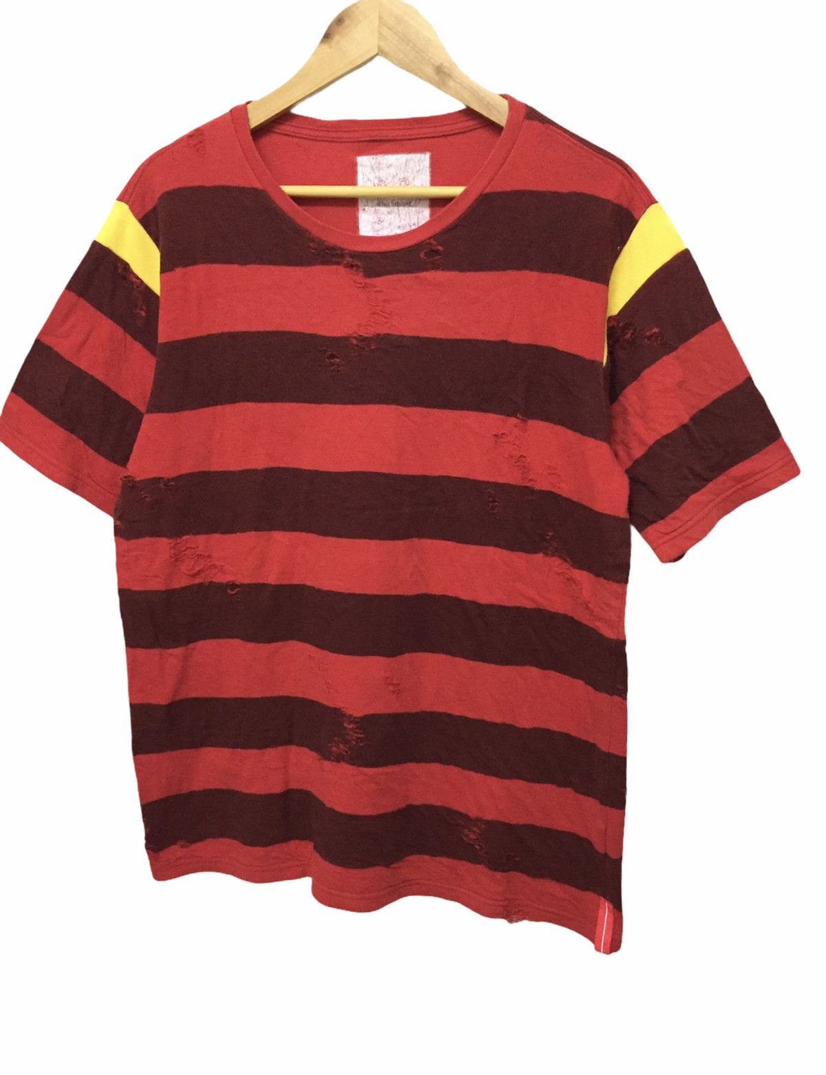 WHIZ LIMITED SS05 Kurt Cobain Big stripe tartan Distressed tee Size US L / EU 52-54 / 3 - 3 Thumbnail