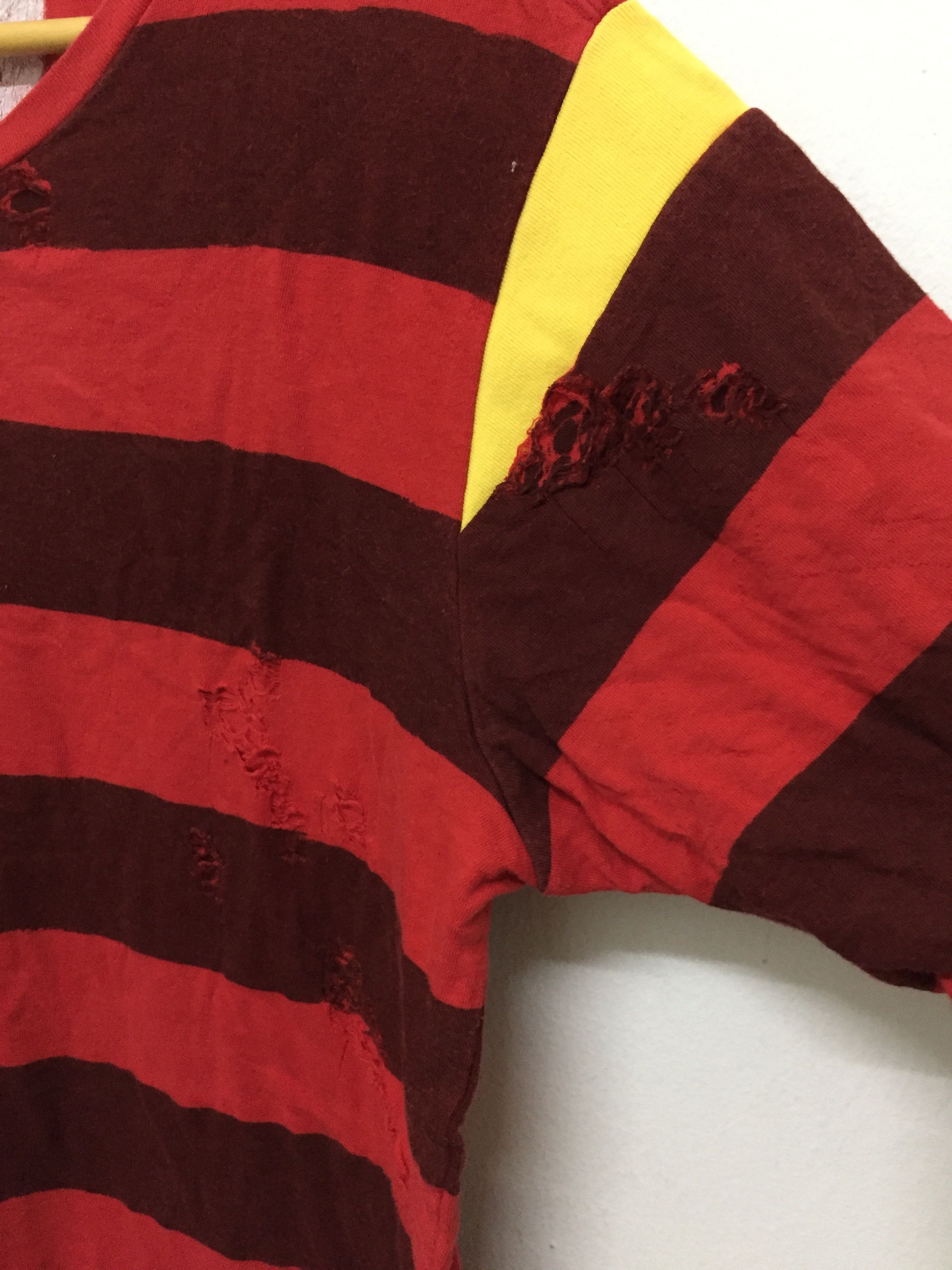 WHIZ LIMITED SS05 Kurt Cobain Big stripe tartan Distressed tee Size US L / EU 52-54 / 3 - 5 Thumbnail
