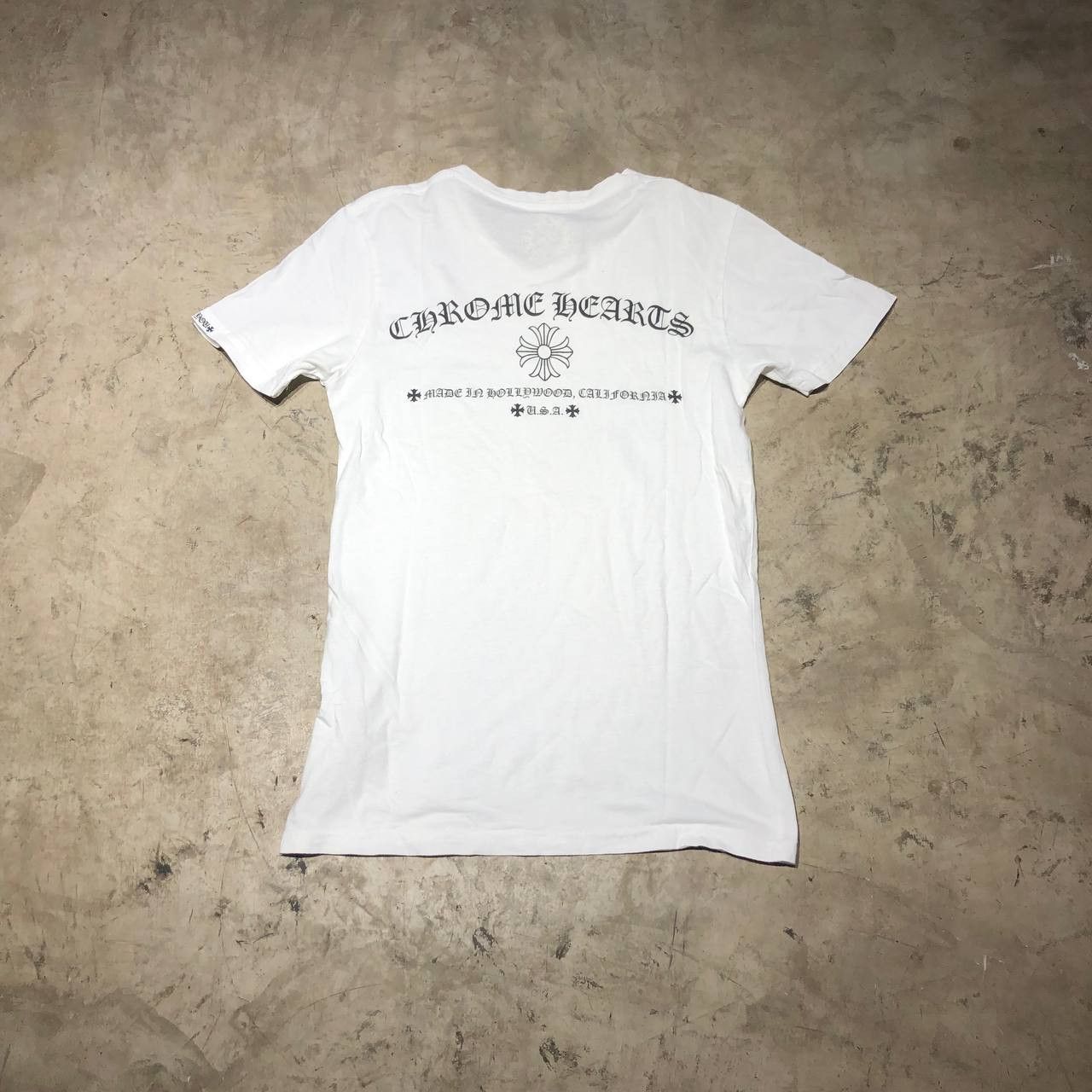 image of Chrome Hearts Cross Logo V Neck Tee in White, Men's (Size XS)