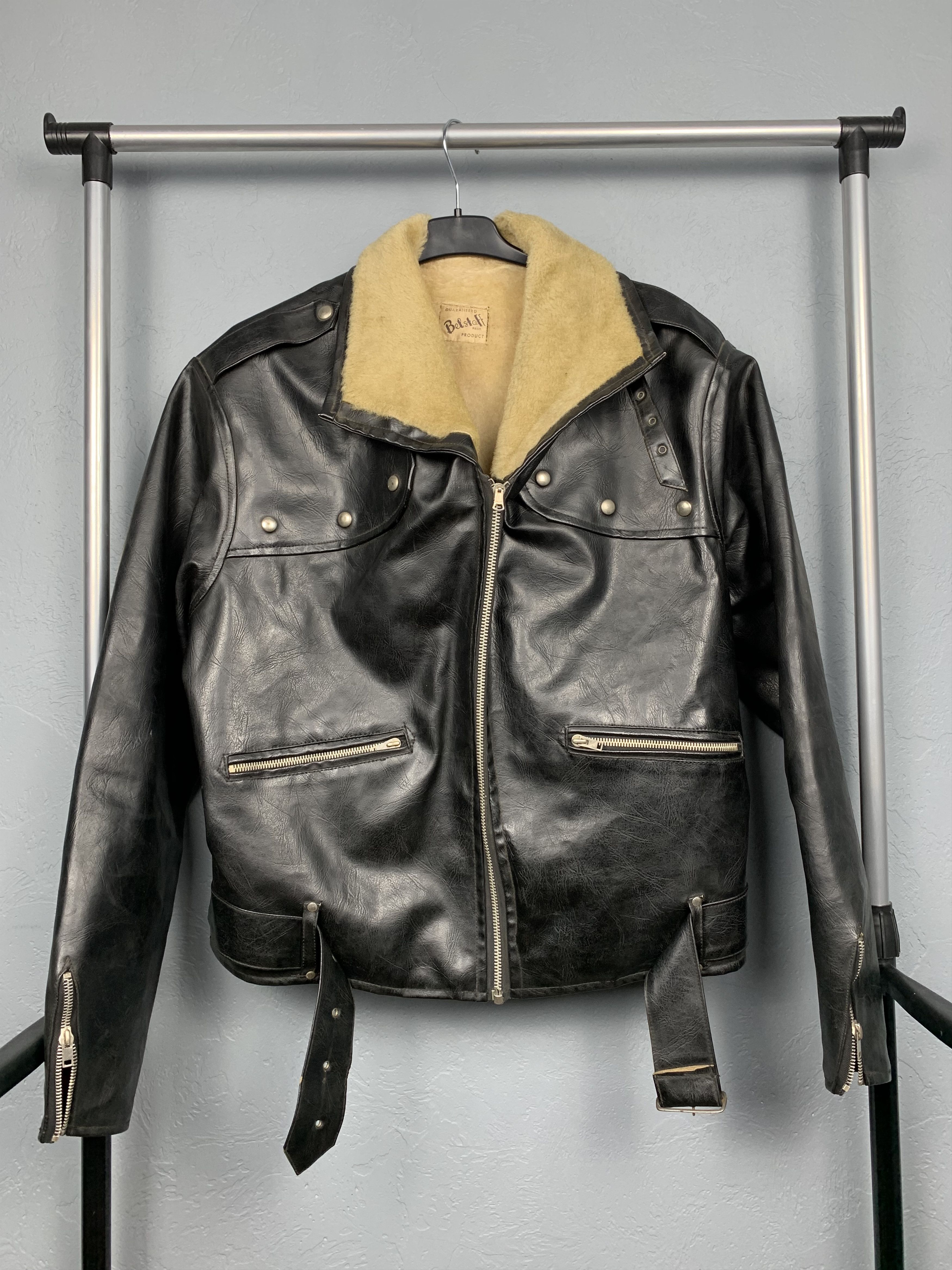 Belstaff Belstaff 60s-70s Vintage Biker Leather Jacket Sherpa Size US L / EU 52-54 / 3 - 3 Thumbnail