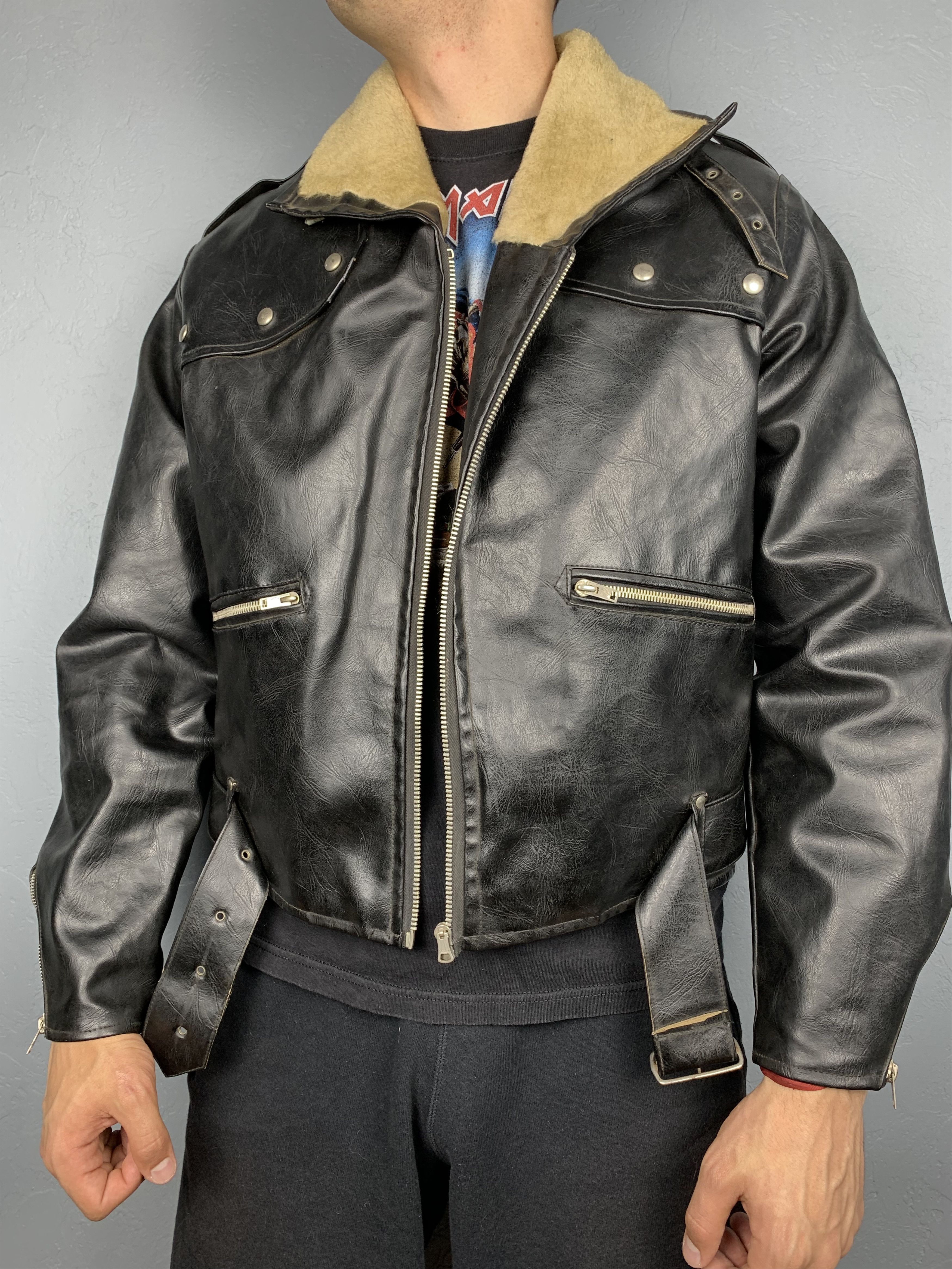 Belstaff Belstaff 60s-70s Vintage Biker Leather Jacket Sherpa Size US L / EU 52-54 / 3 - 1 Thumbnail