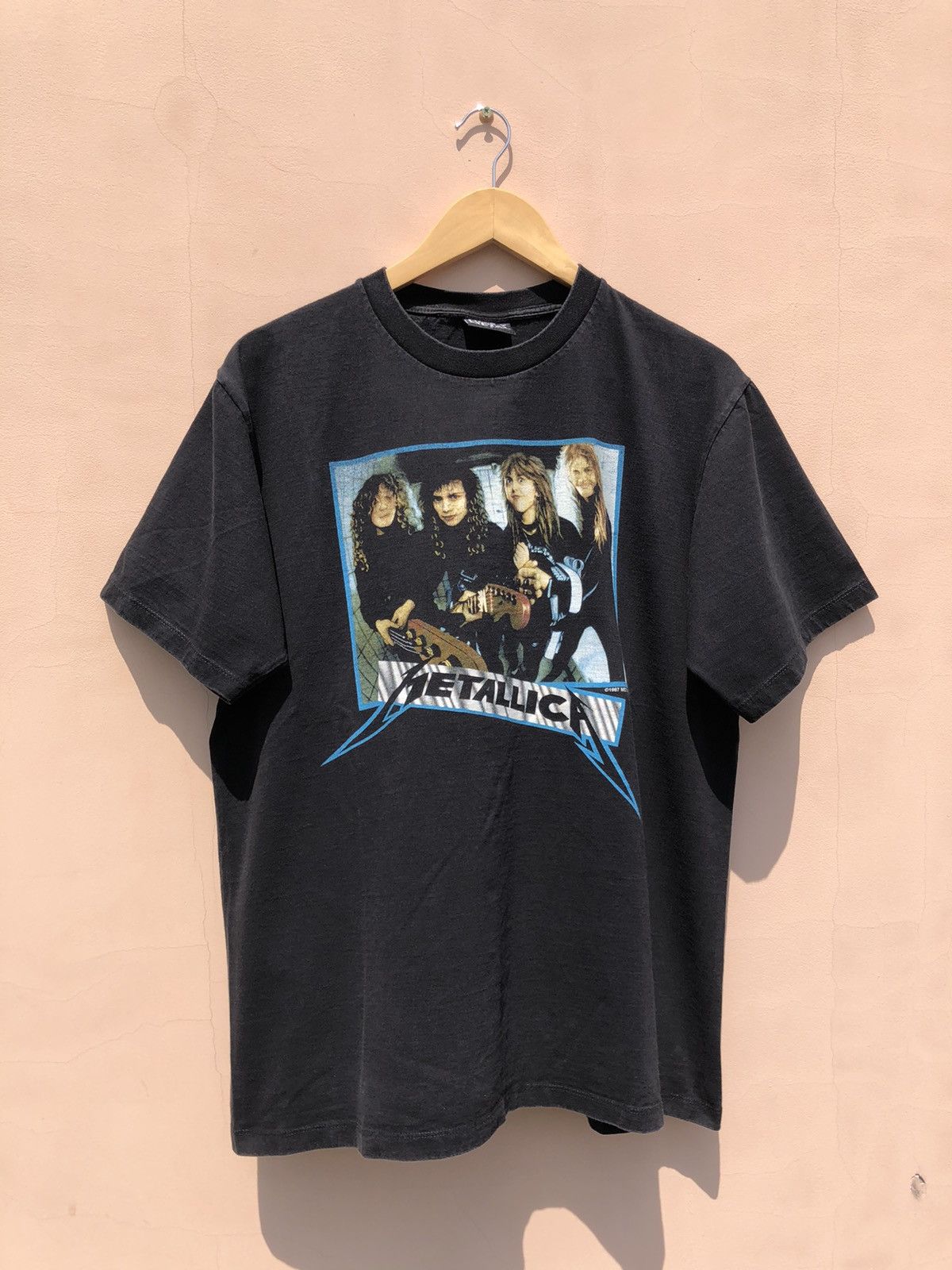 image of Band Tees x Rock T Shirt Vintage 1987 Metallica Garage Days Bootleg Tee (Pink Floyd) in Black (Size