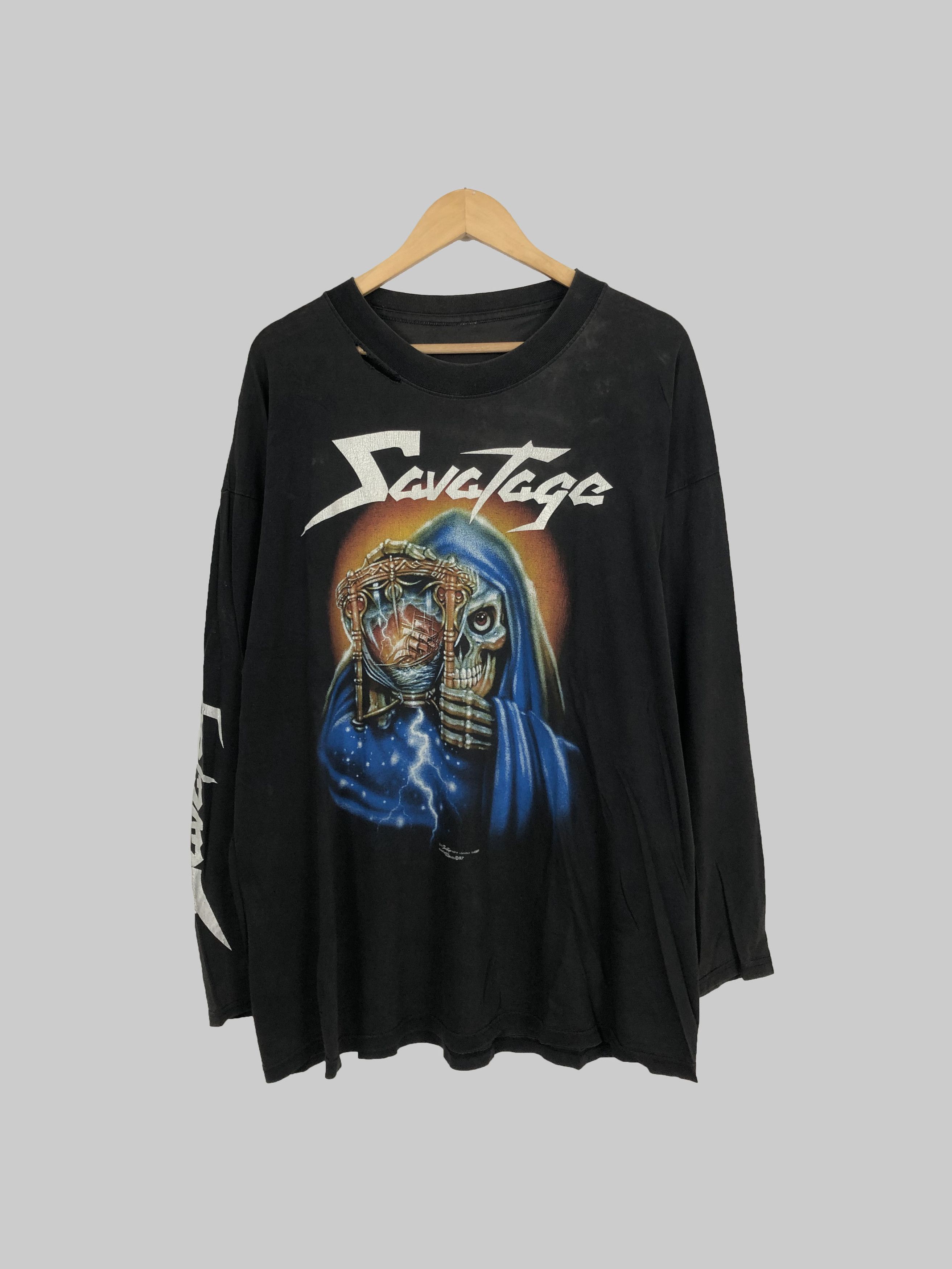 image of Band Tees x Rock T Shirt Vintage 1997 Savatage Thrashed (Metal Church Crimson Glory) in Black (Size
