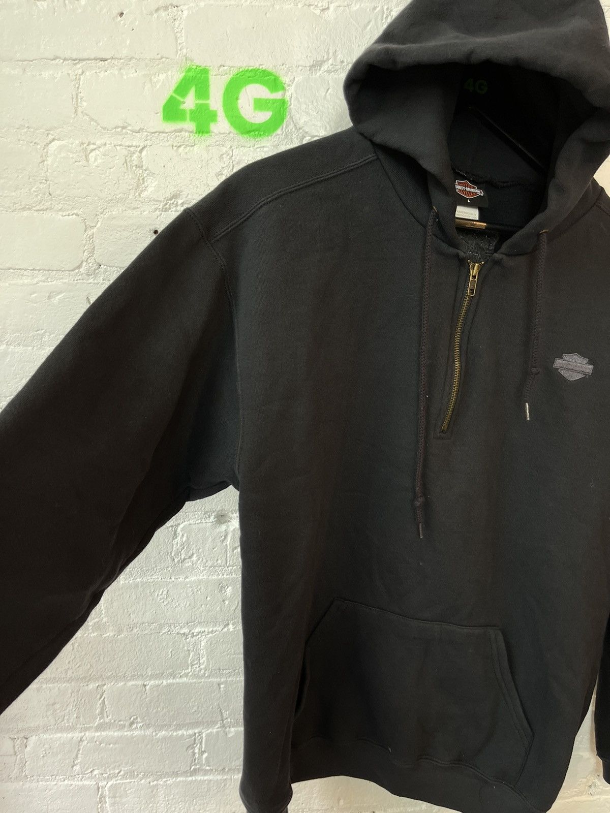 Harley Davidson × Vintage Vintage 90s Harley Davidson RARE BLANK Black Hoodie Size US L / EU 52-54 / 3 - 2 Thumbnail