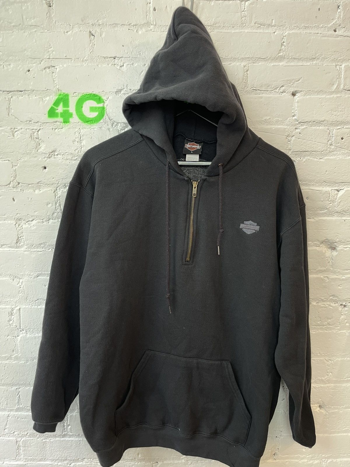 Harley Davidson × Vintage Vintage 90s Harley Davidson RARE BLANK Black Hoodie Size US L / EU 52-54 / 3 - 1 Thumbnail