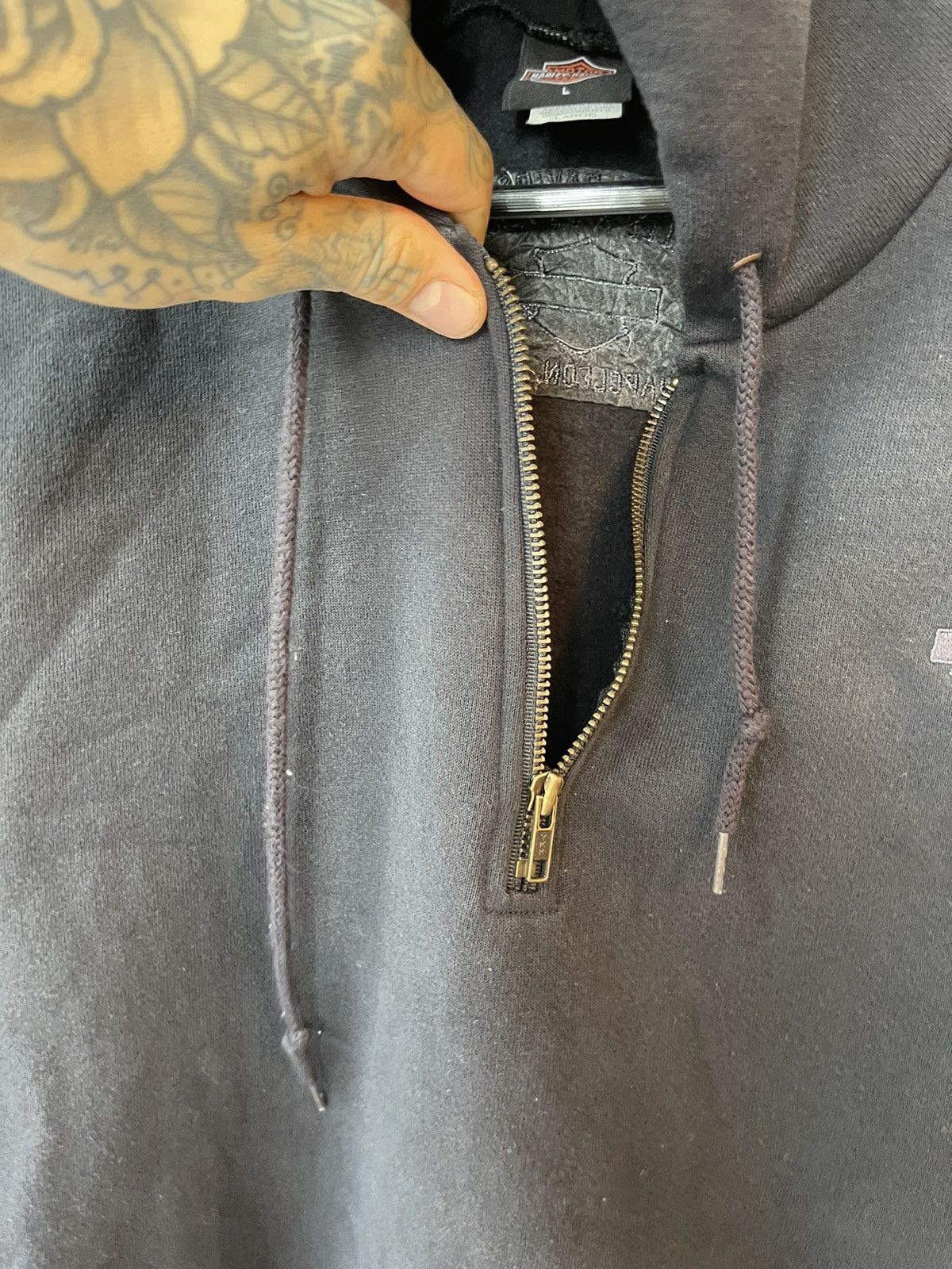 Harley Davidson × Vintage Vintage 90s Harley Davidson RARE BLANK Black Hoodie Size US L / EU 52-54 / 3 - 6 Thumbnail