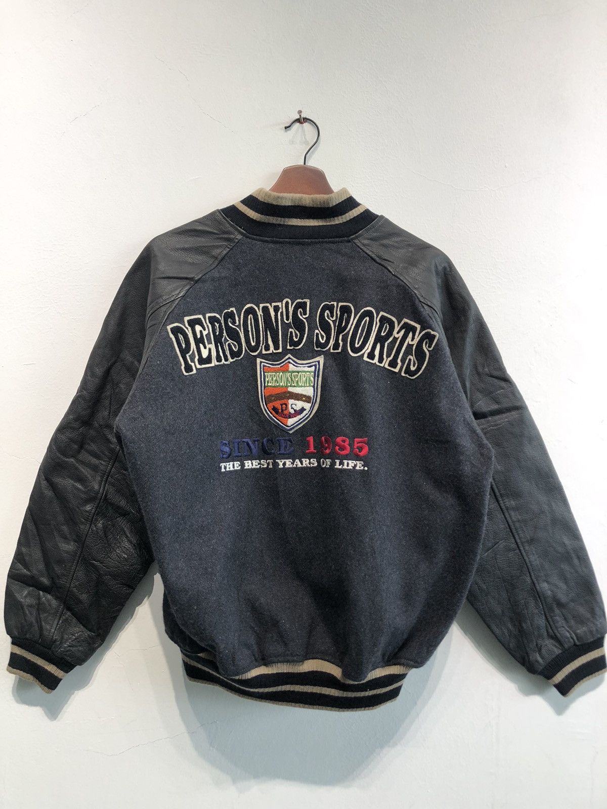 image of Persons x Varsity Jacket Person Sports Varsity Jacket in Grey, Men's (Size Medium)