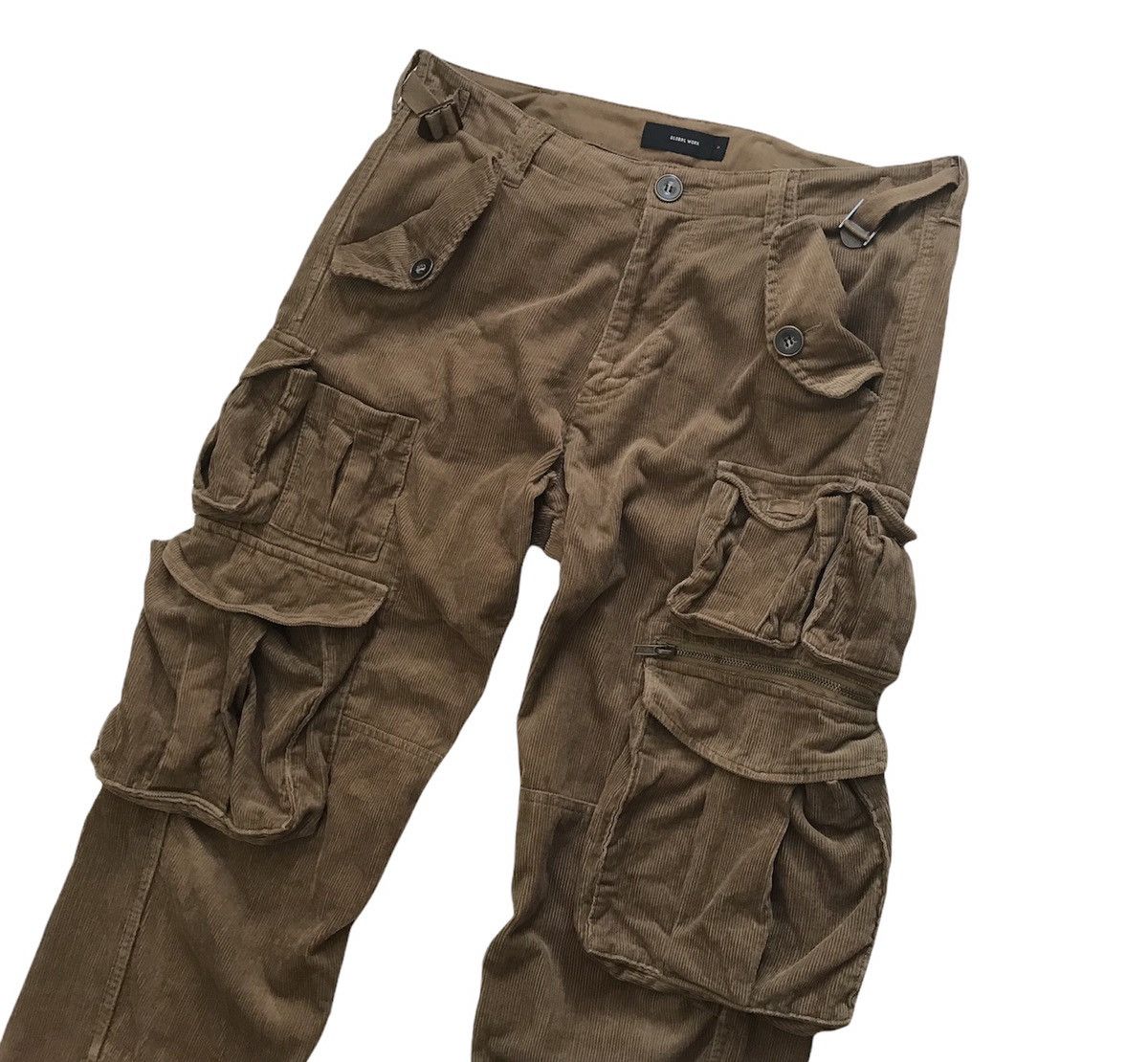 Designer × Global Work × Japanese Brand Rare Corduroy Multi Pocket Cargo Pants Size US 34 / EU 50 - 3 Thumbnail