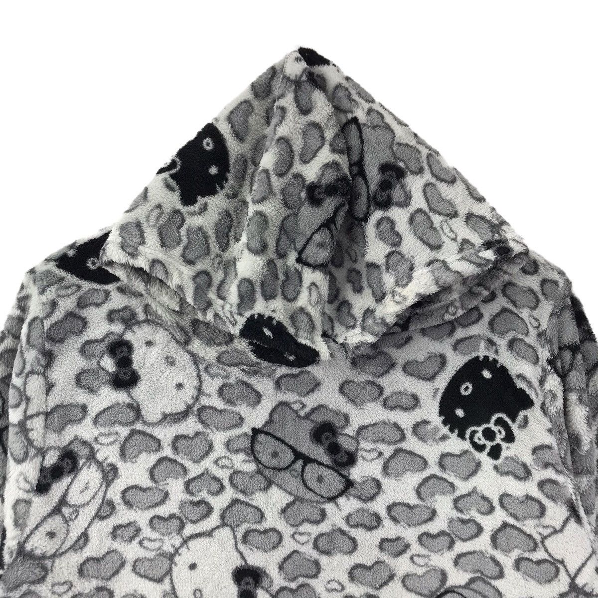 Vintage HELLO KITTY Overprint Design Fleece Grey Hoodie Size US L / EU 52-54 / 3 - 2 Thumbnail