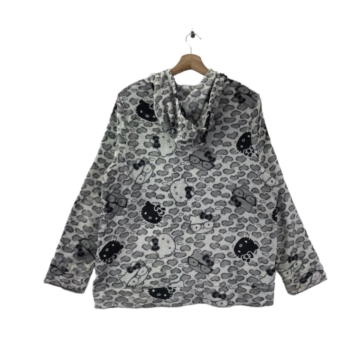 Vintage HELLO KITTY Overprint Design Fleece Grey Hoodie Size US L / EU 52-54 / 3 - 9 Thumbnail