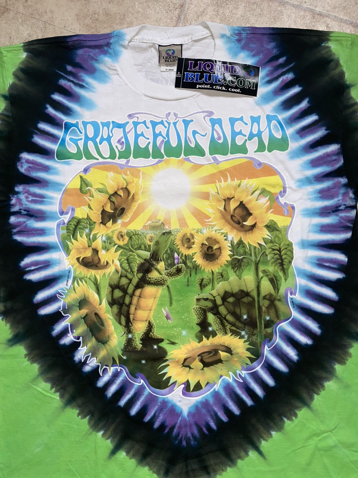 Flatbush Zombies × Grateful Dead × Vintage Liquid Blue 1998 USA Sunflower Terrapin Pleasures Supreme Size US XL / EU 56 / 4 - 2 Thumbnail