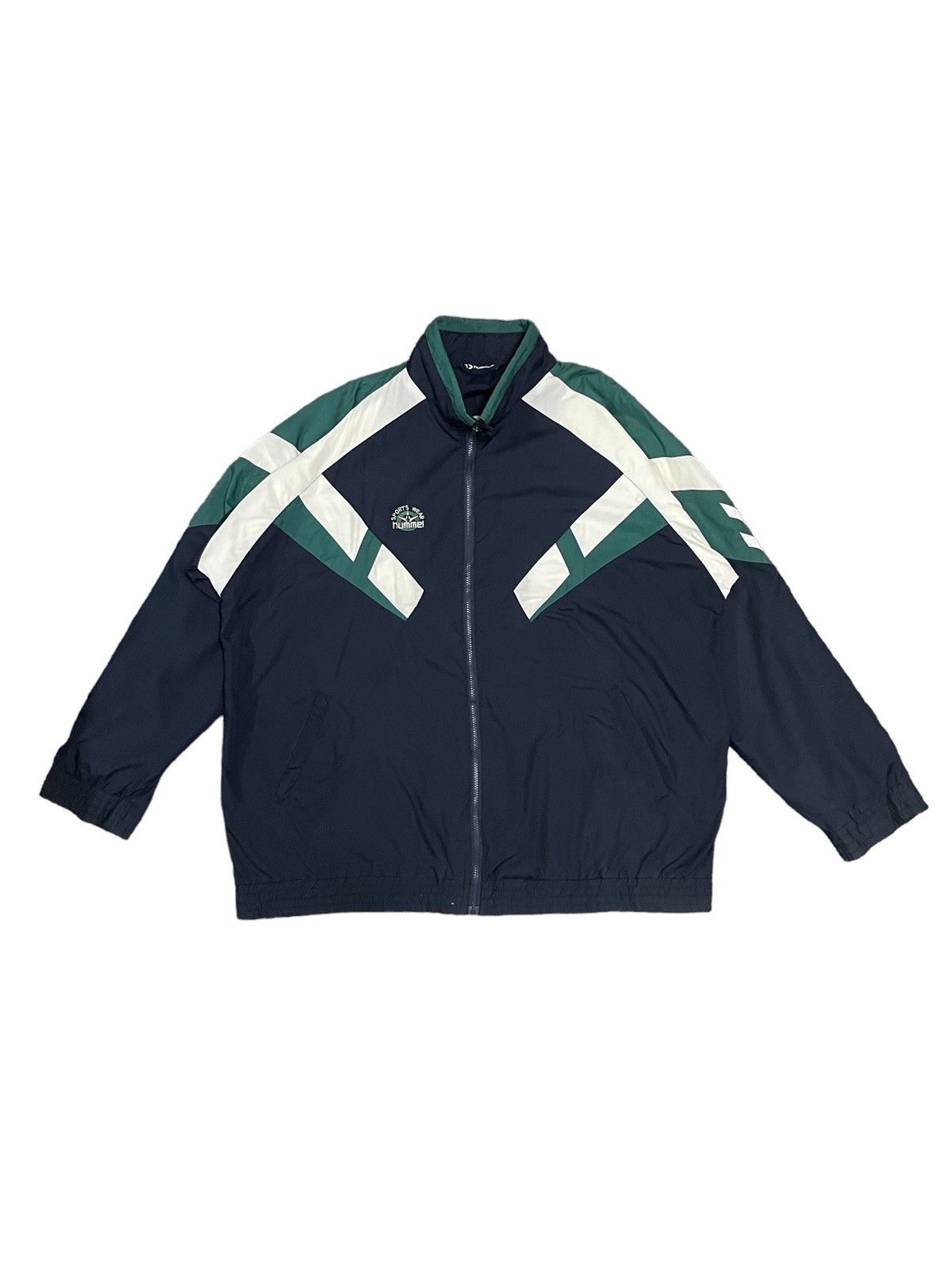 image of Hummel Retro Blockcore Style Oversize Jacket in Navy, Men's (Size 2XL)