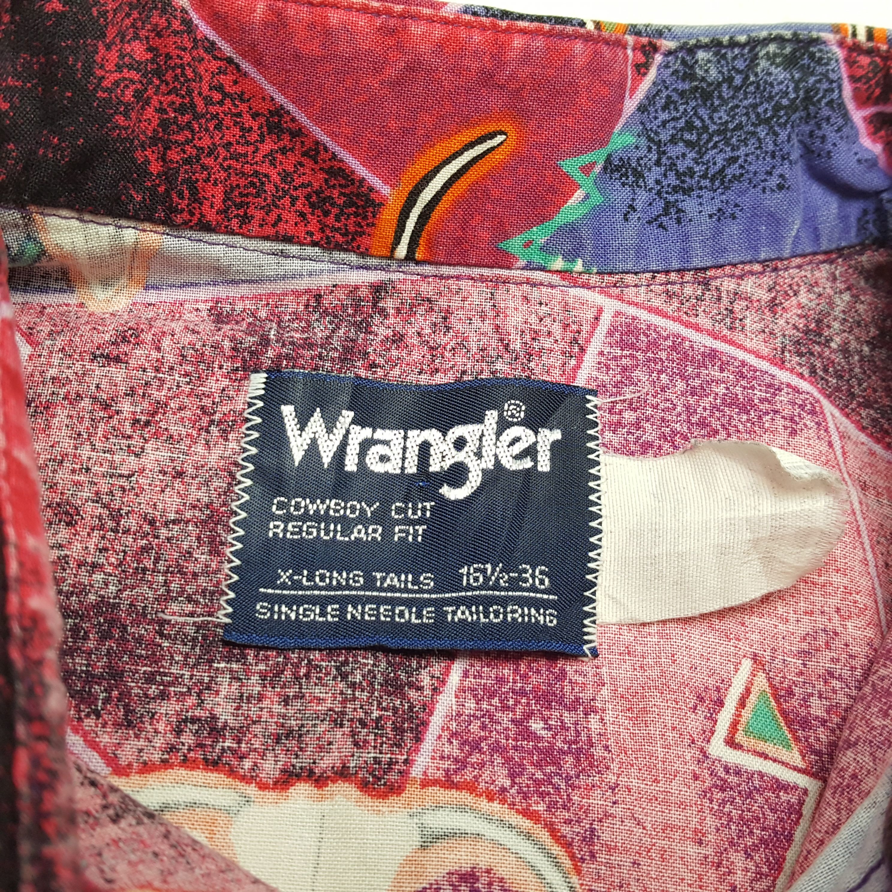 Vintage × Wrangler WRANGLER Cowboy Style Full Print Rare Shirt Size US L / EU 52-54 / 3 - 10 Thumbnail