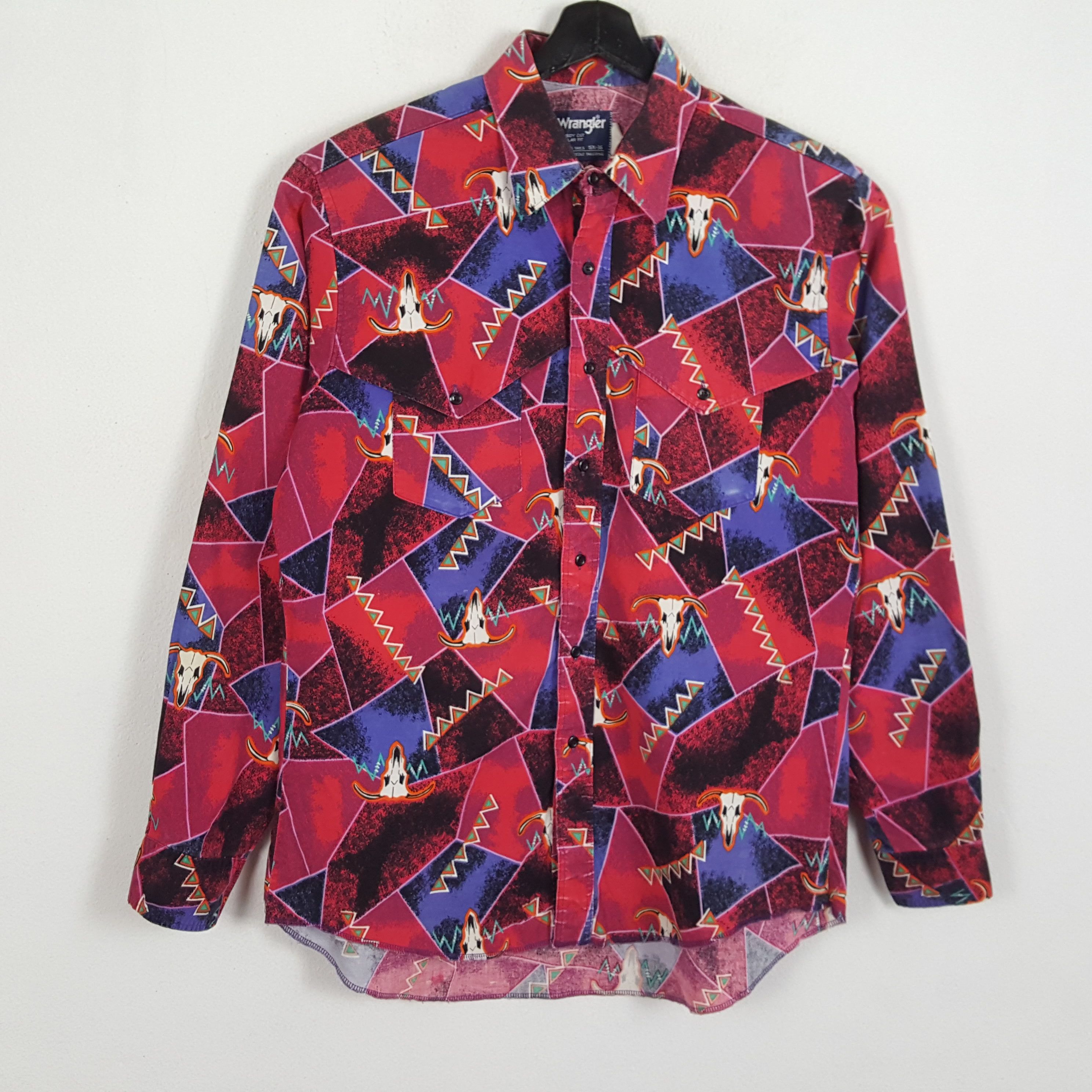 Vintage × Wrangler WRANGLER Cowboy Style Full Print Rare Shirt Size US L / EU 52-54 / 3 - 1 Thumbnail