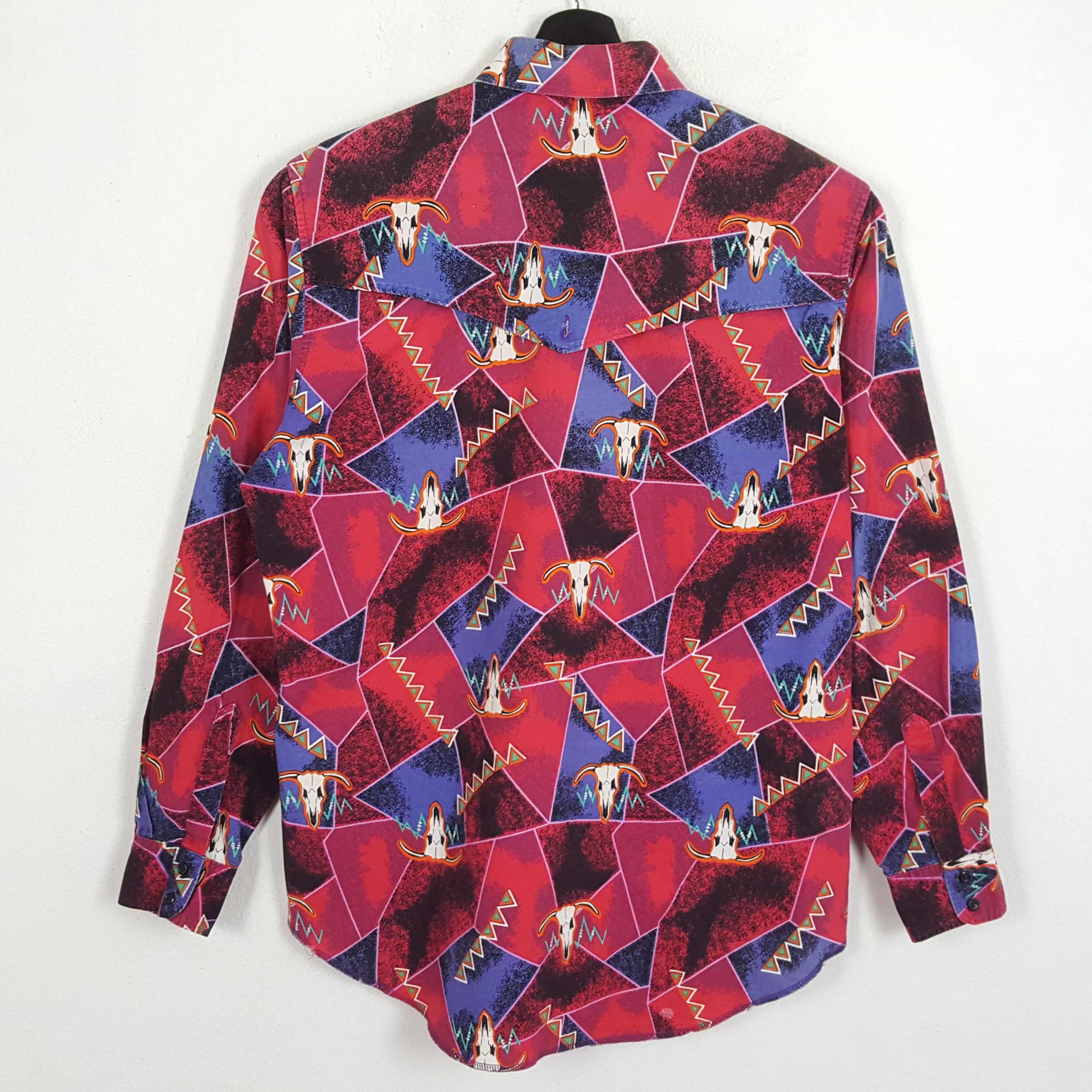 Vintage × Wrangler WRANGLER Cowboy Style Full Print Rare Shirt Size US L / EU 52-54 / 3 - 3 Thumbnail