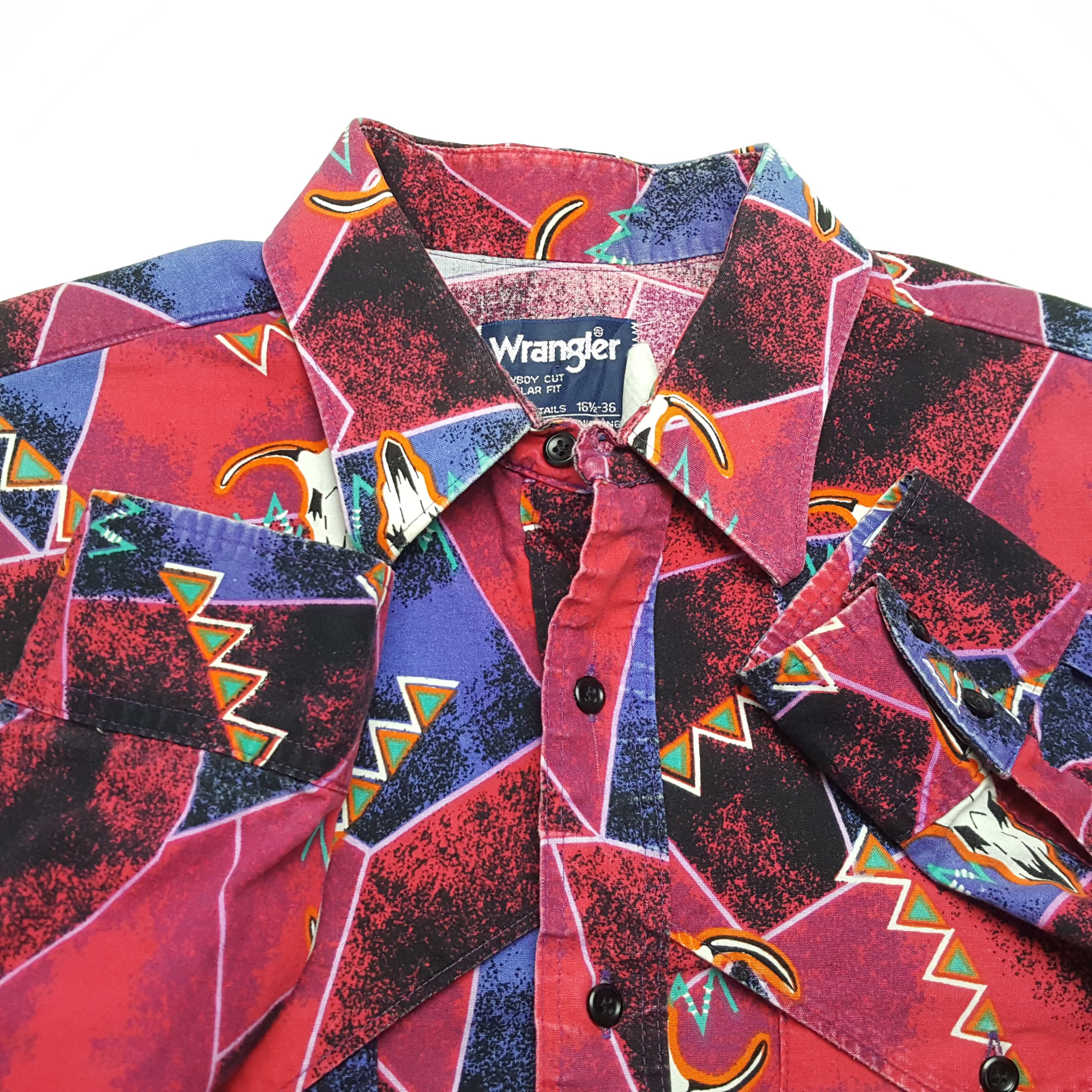 Vintage × Wrangler WRANGLER Cowboy Style Full Print Rare Shirt Size US L / EU 52-54 / 3 - 9 Thumbnail