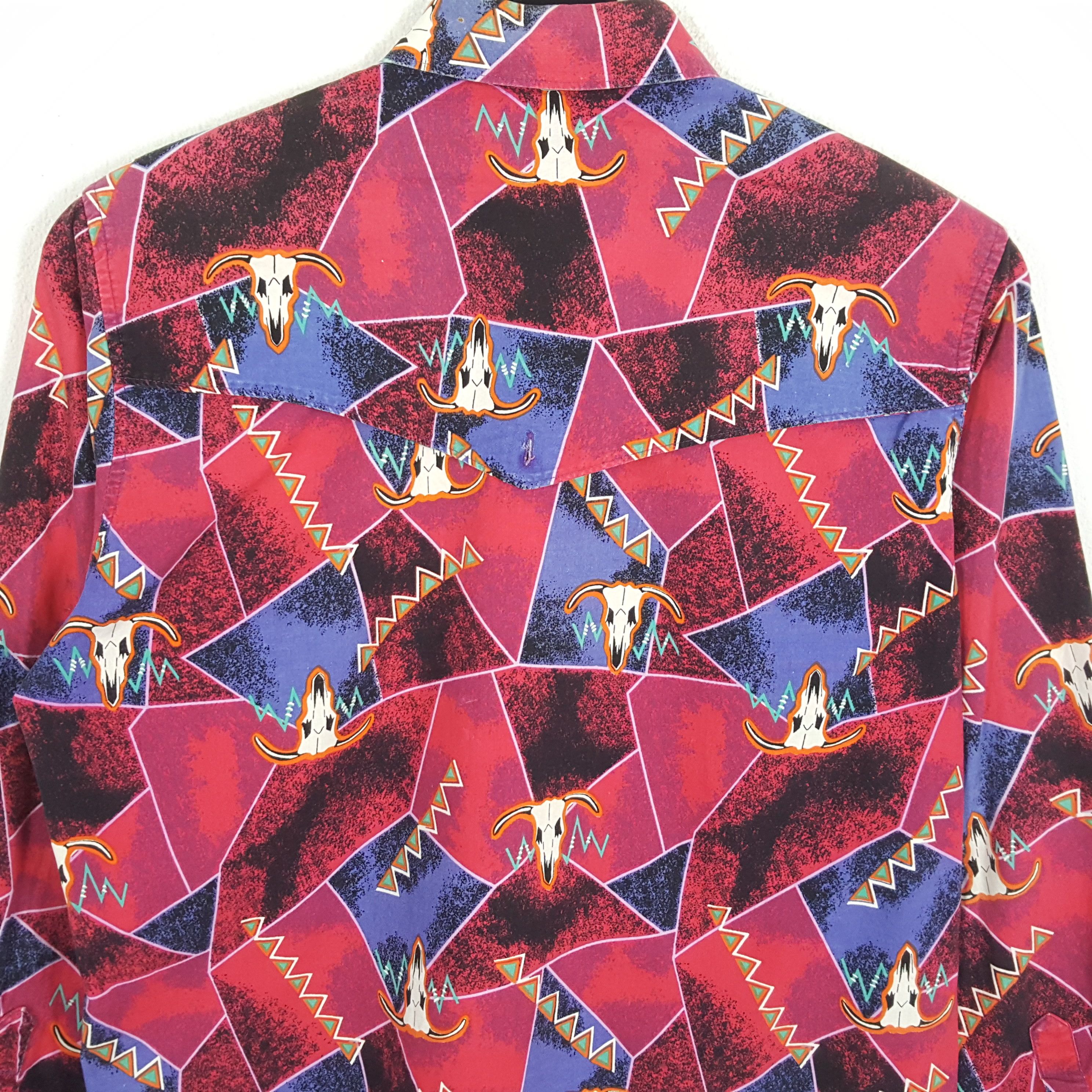 Vintage × Wrangler WRANGLER Cowboy Style Full Print Rare Shirt Size US L / EU 52-54 / 3 - 4 Thumbnail